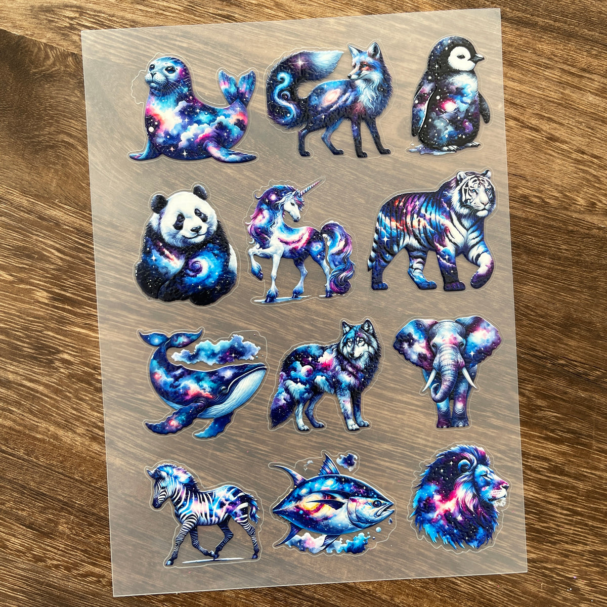 Full dreamy universe starry sky wildlife PET sticker sheet