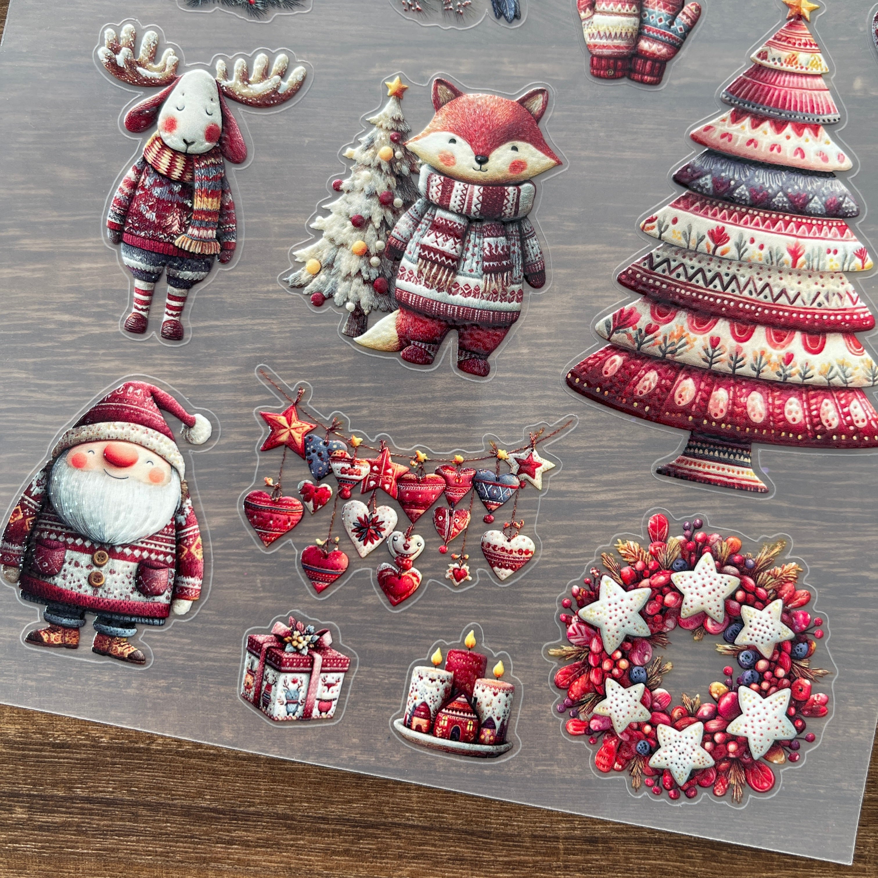 3D Red Christmas PET Sticker 1 Pcs