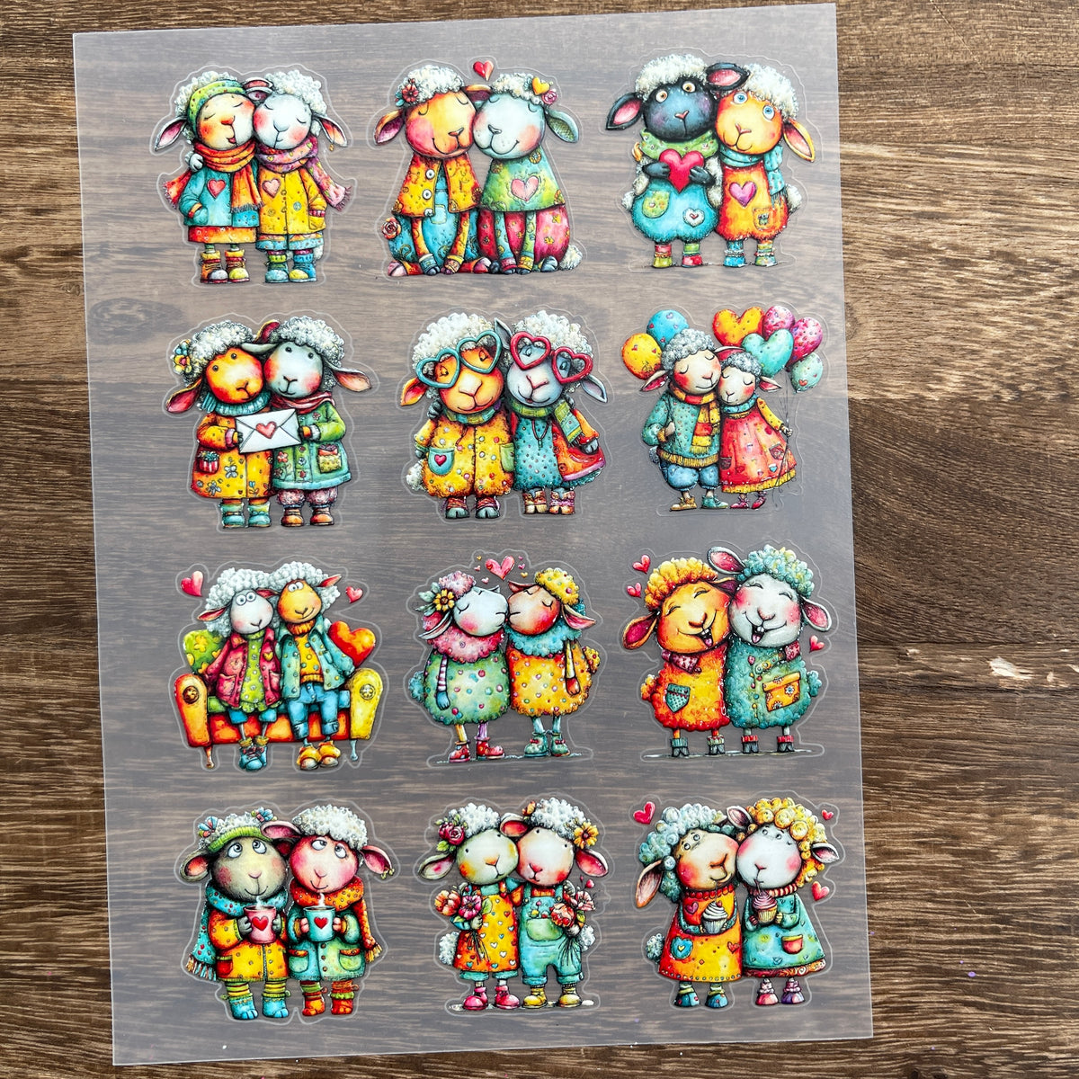 Full lamb couple PET sticker sheet