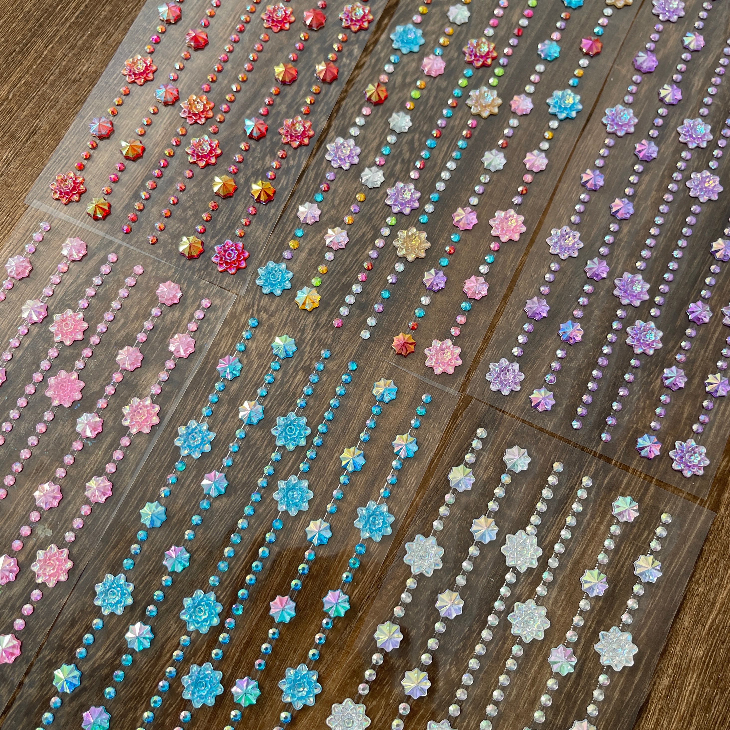 Acrylic diamond flower stickers 1 set 6 colors