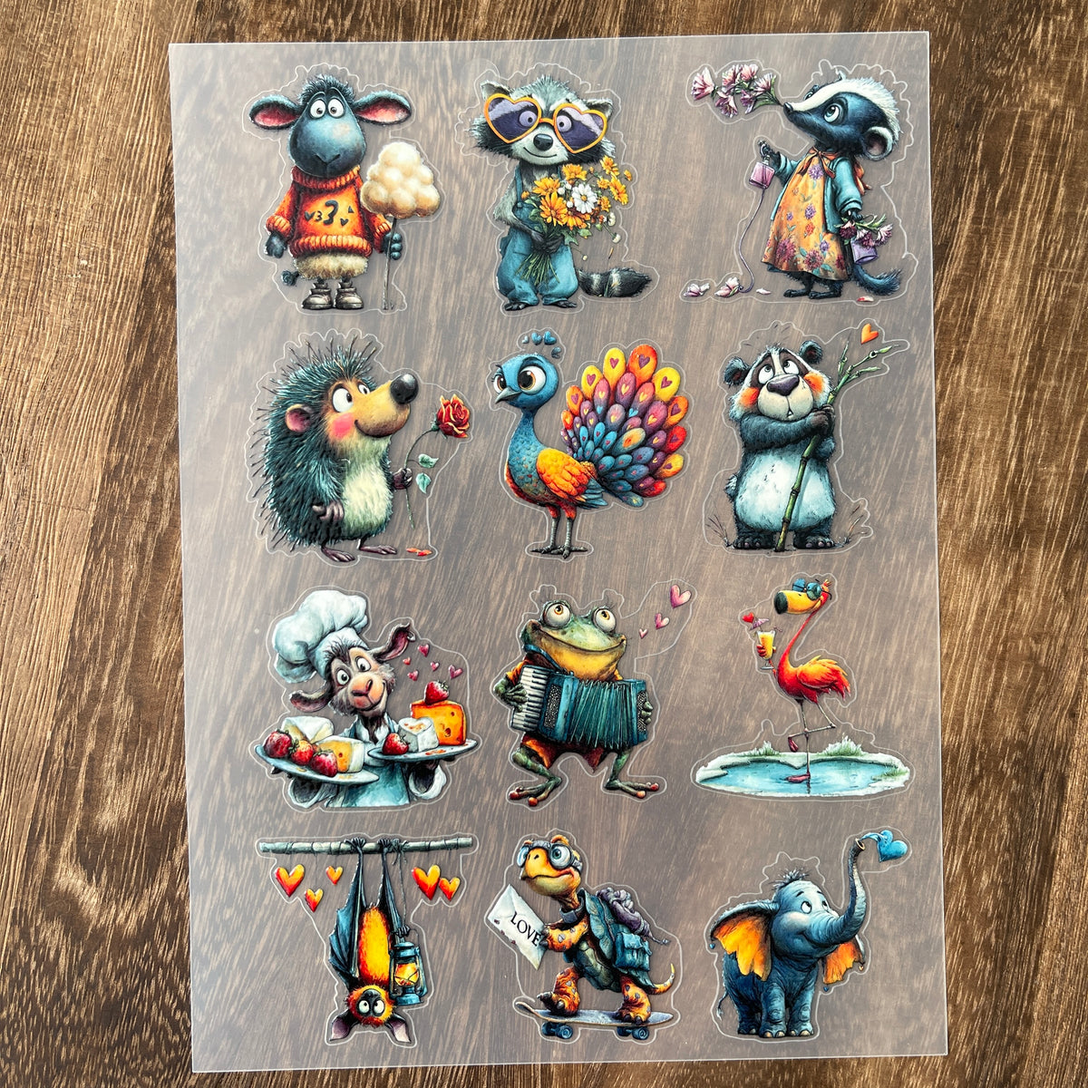 Full cute little animals PET sticker sheet