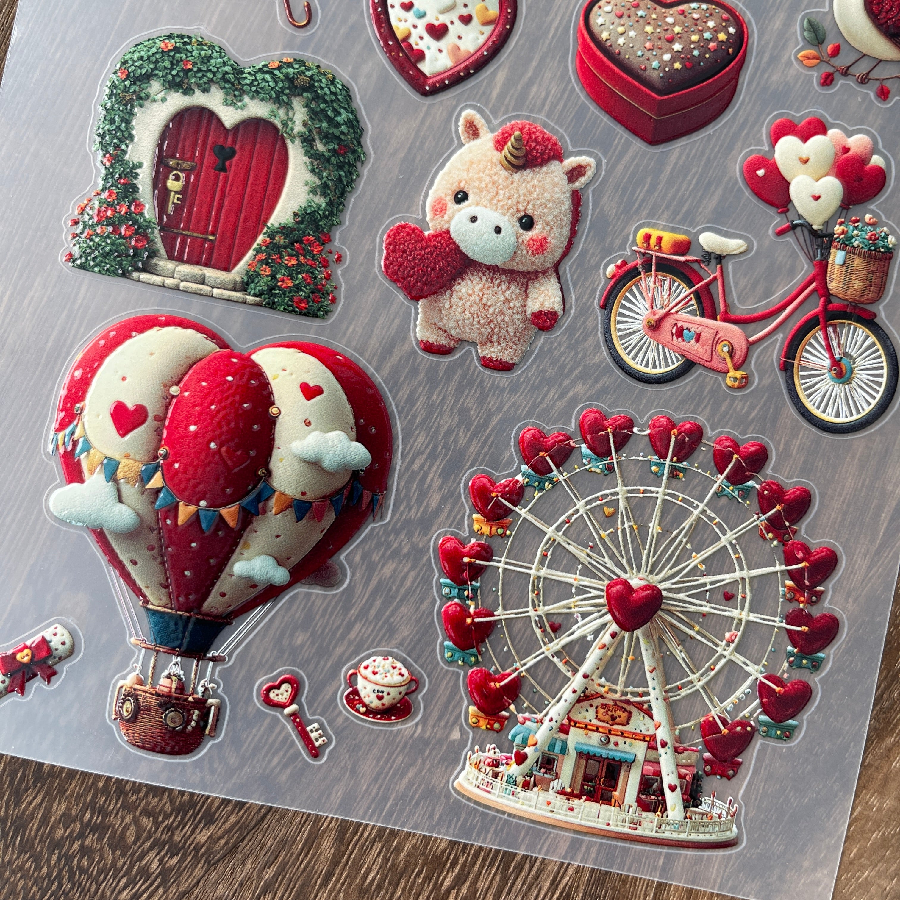 3D Red Valentine's Day PET Sticker 1 Pcs
