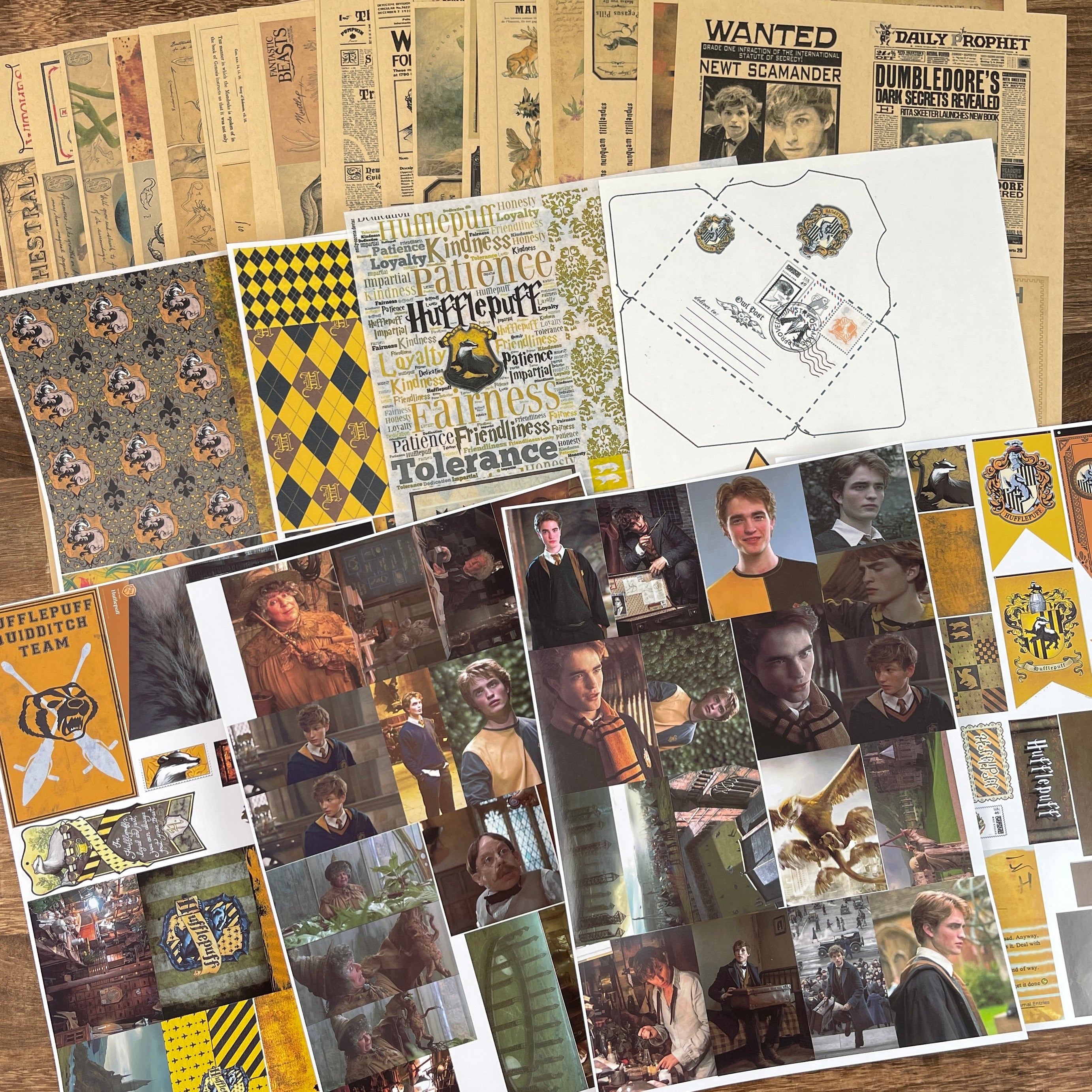 A4 size Hufflepuff Style paper & sticker 25 pcs