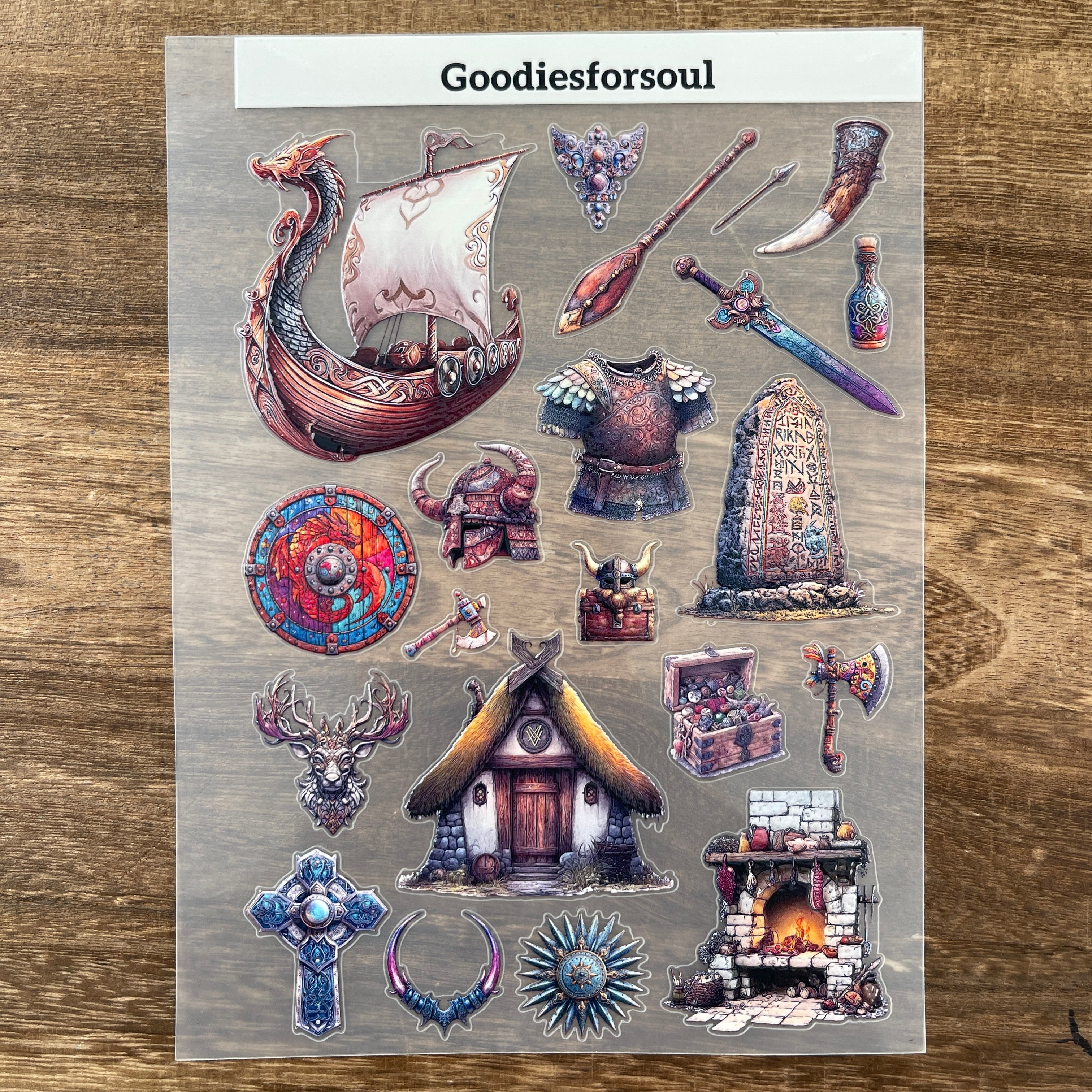 3D Viking-style PET Stickers 1pcs