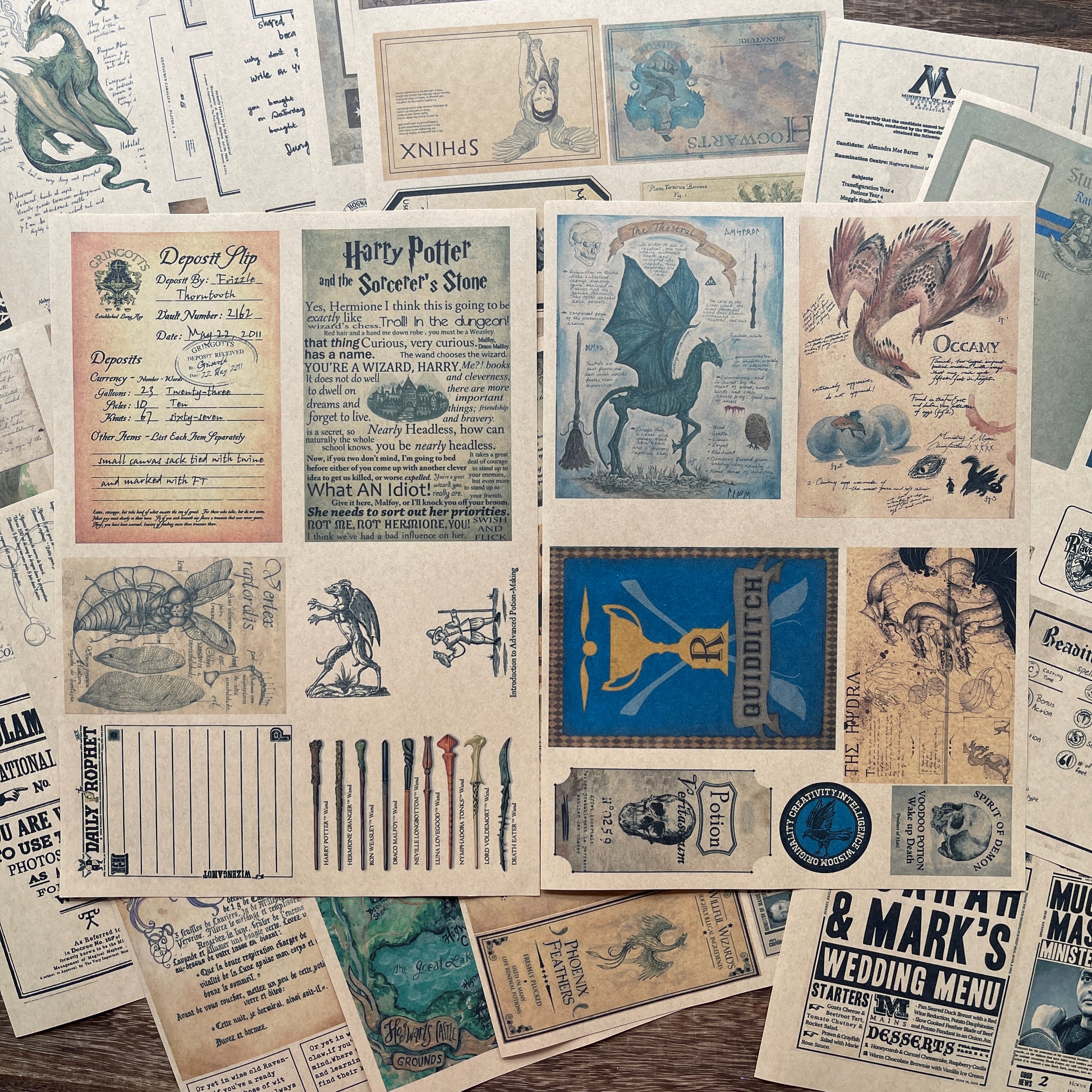A4 size Ravenclaw Style paper & sticker 25 pcs