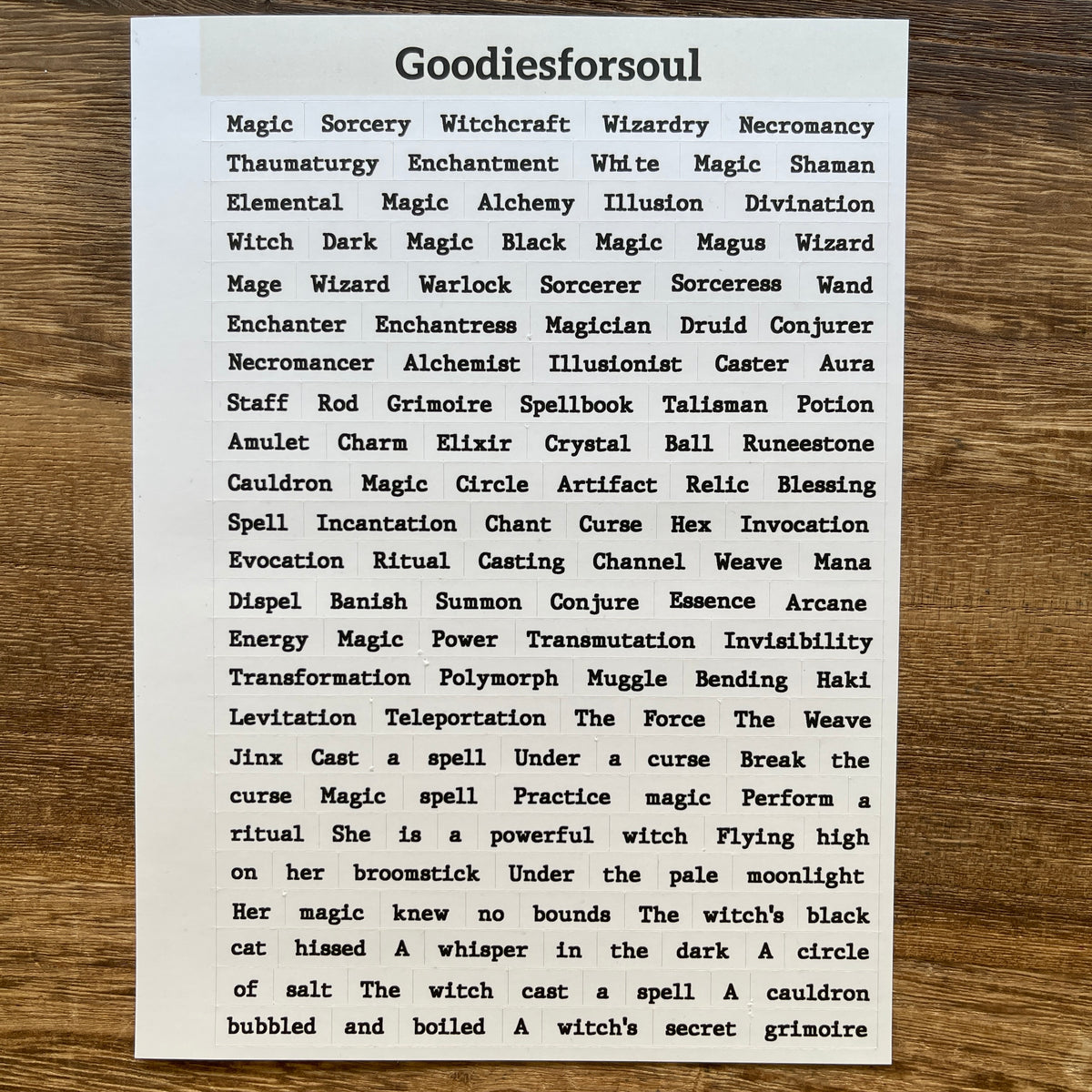 White magic quote sticker sheet