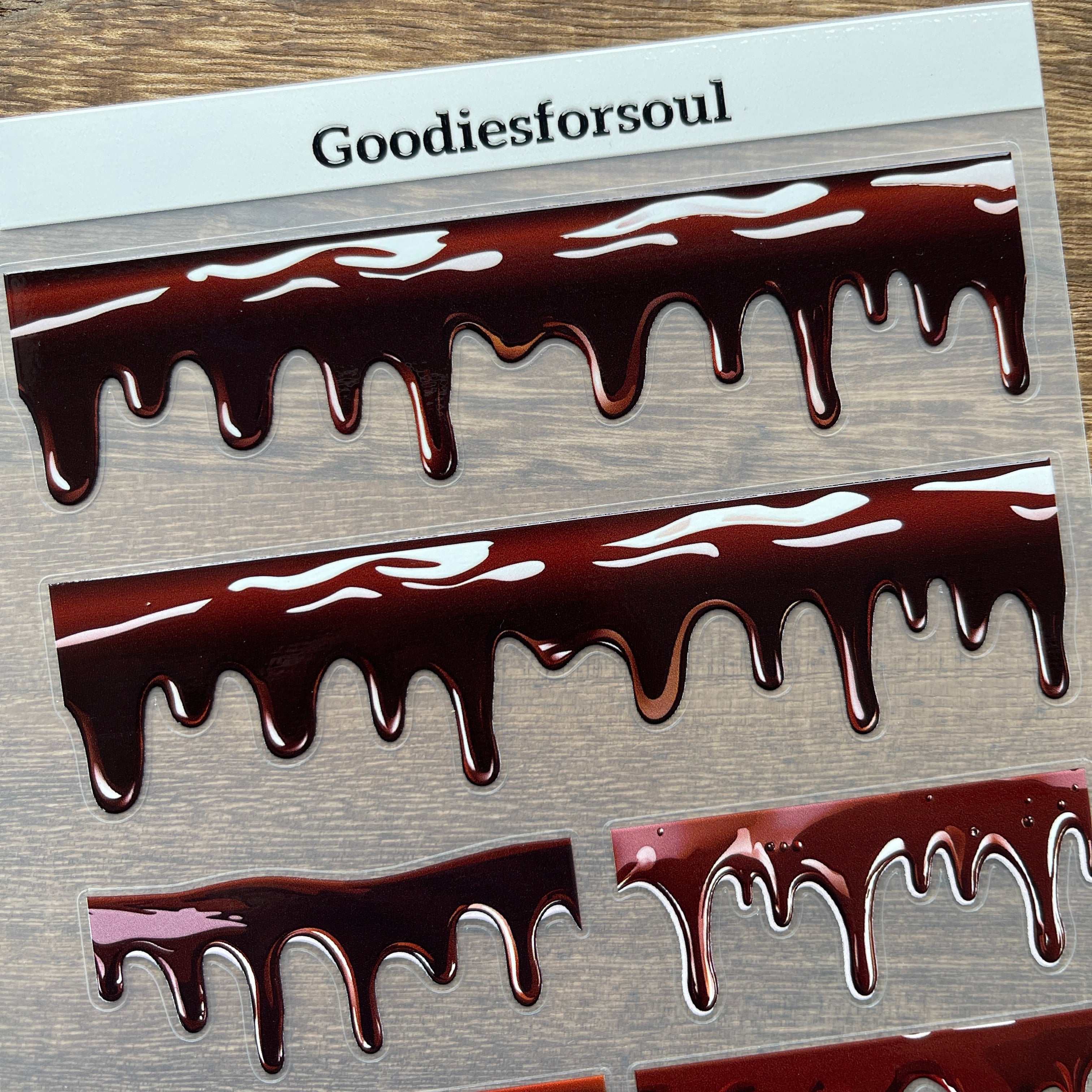 3D Chocolate dripping PET Sticker 1 Pcs