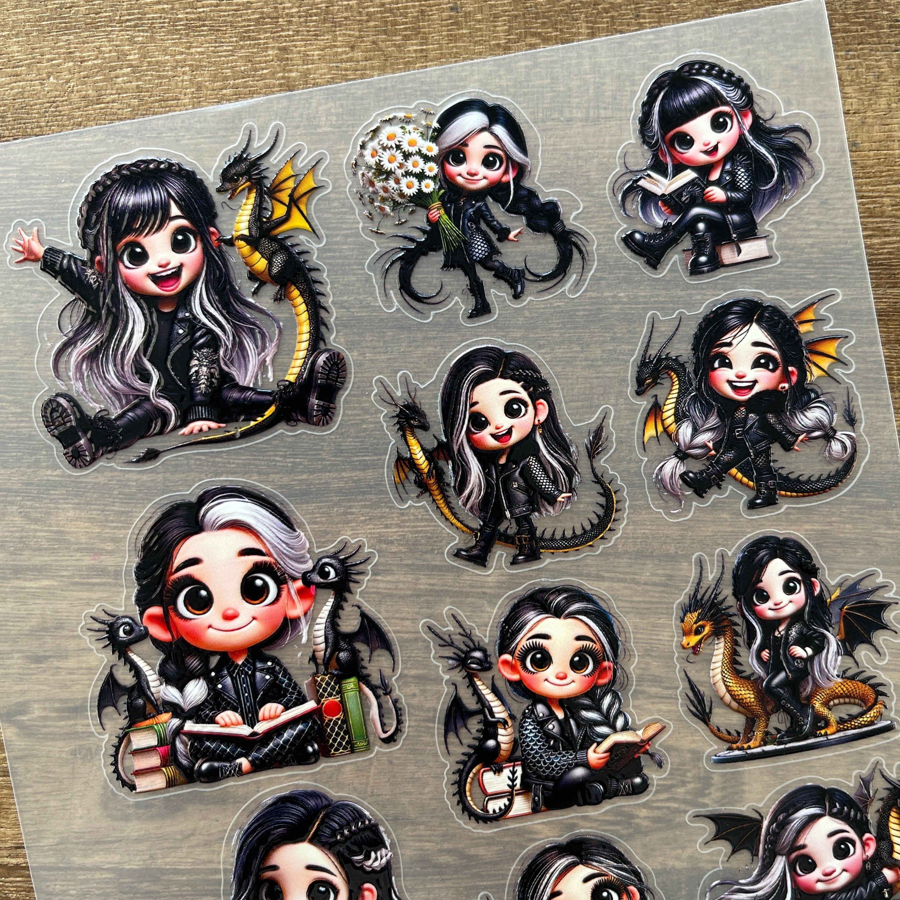 3D Tamer dragon girl PET Sticker 1 Pcs