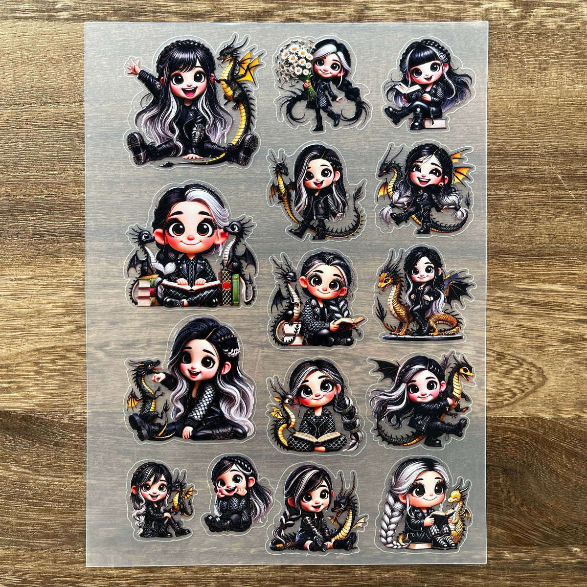 Full dragon tamer girl PET sticker sheet