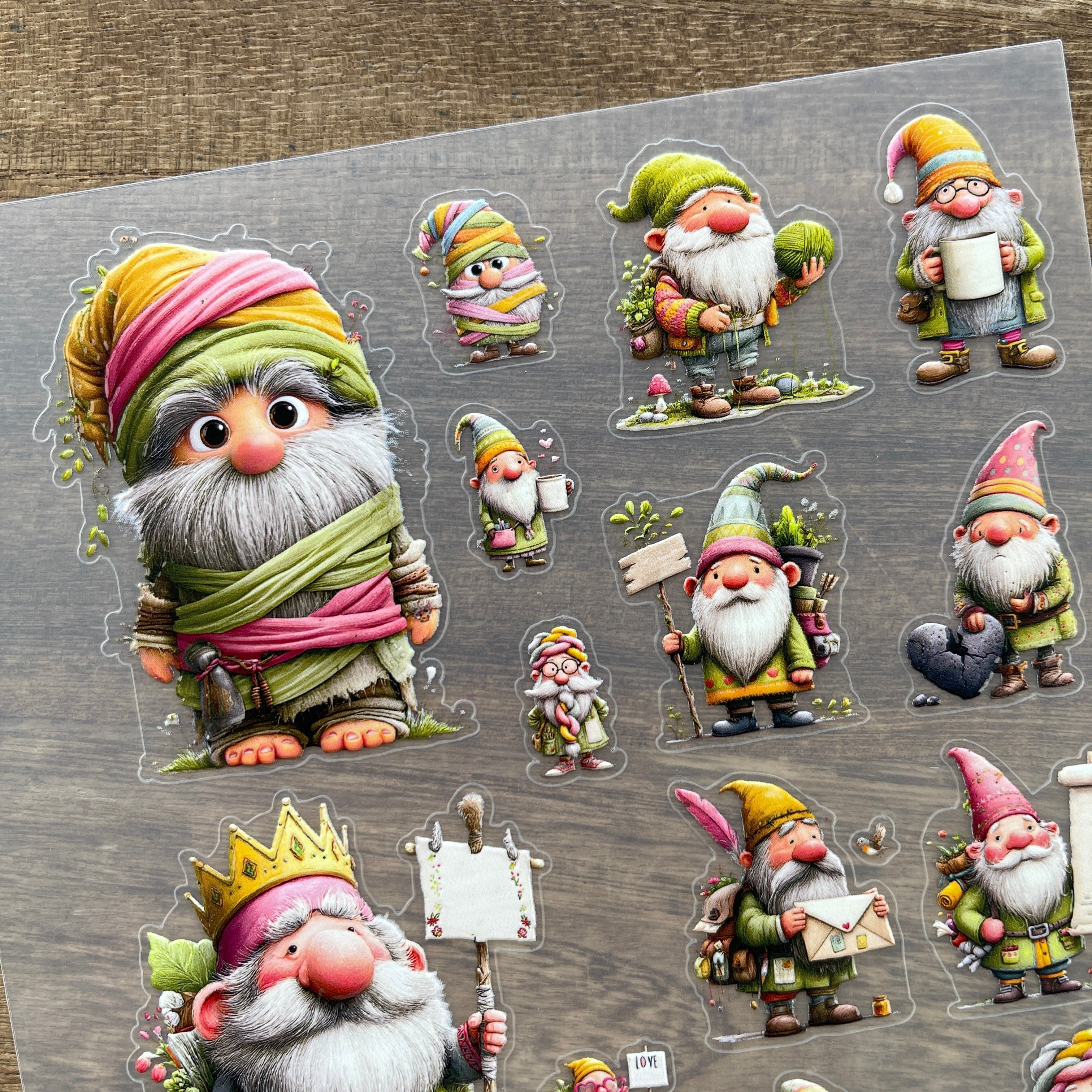 3D Spring gnome PET Sticker 1 Pcs