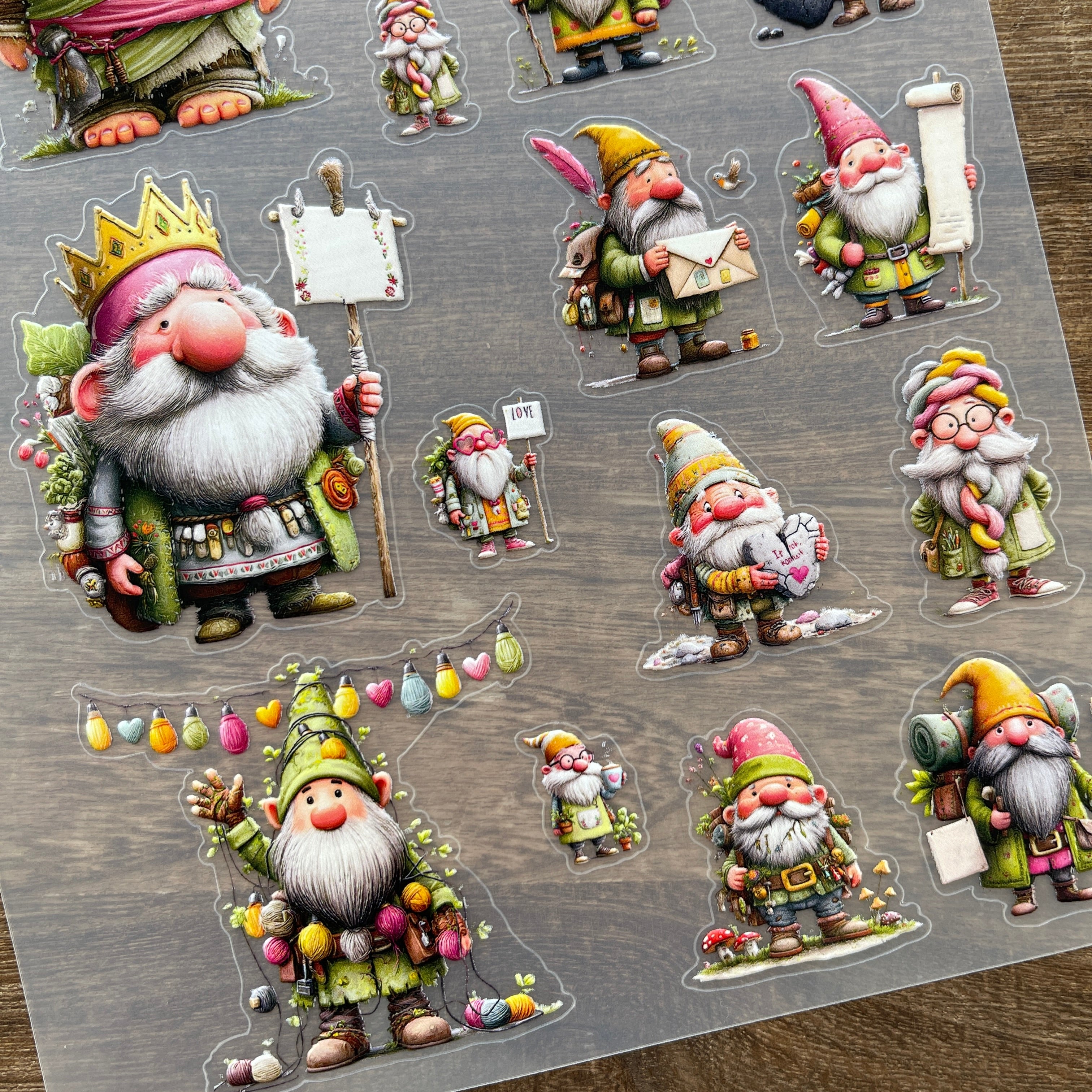 3D Spring gnome PET Sticker 1 Pcs