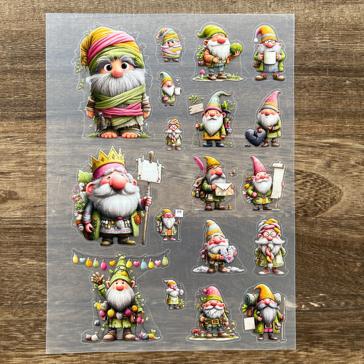 Full spring gnome PET sticker sheet