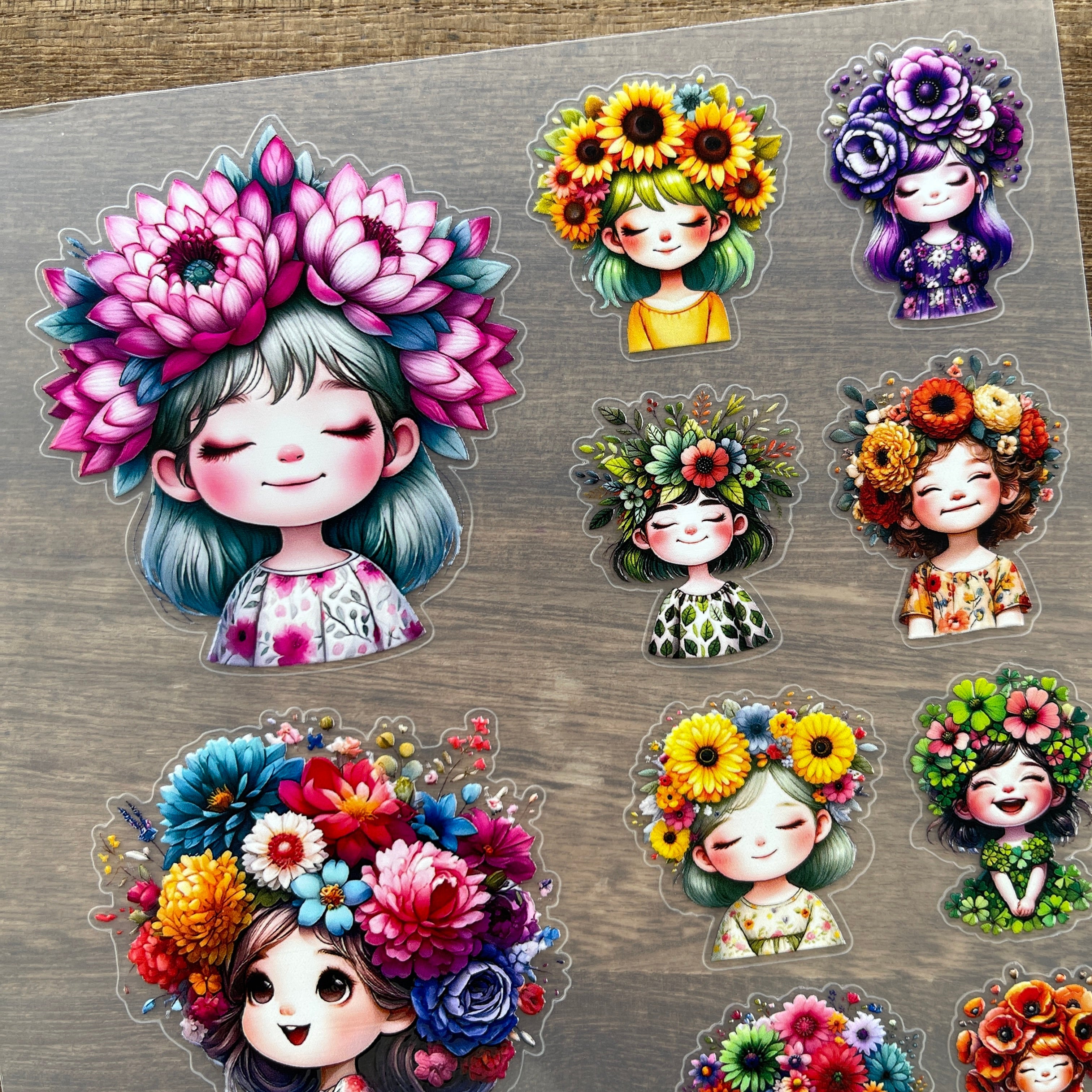 3D Garland Girl PET Sticker 1 Pcs