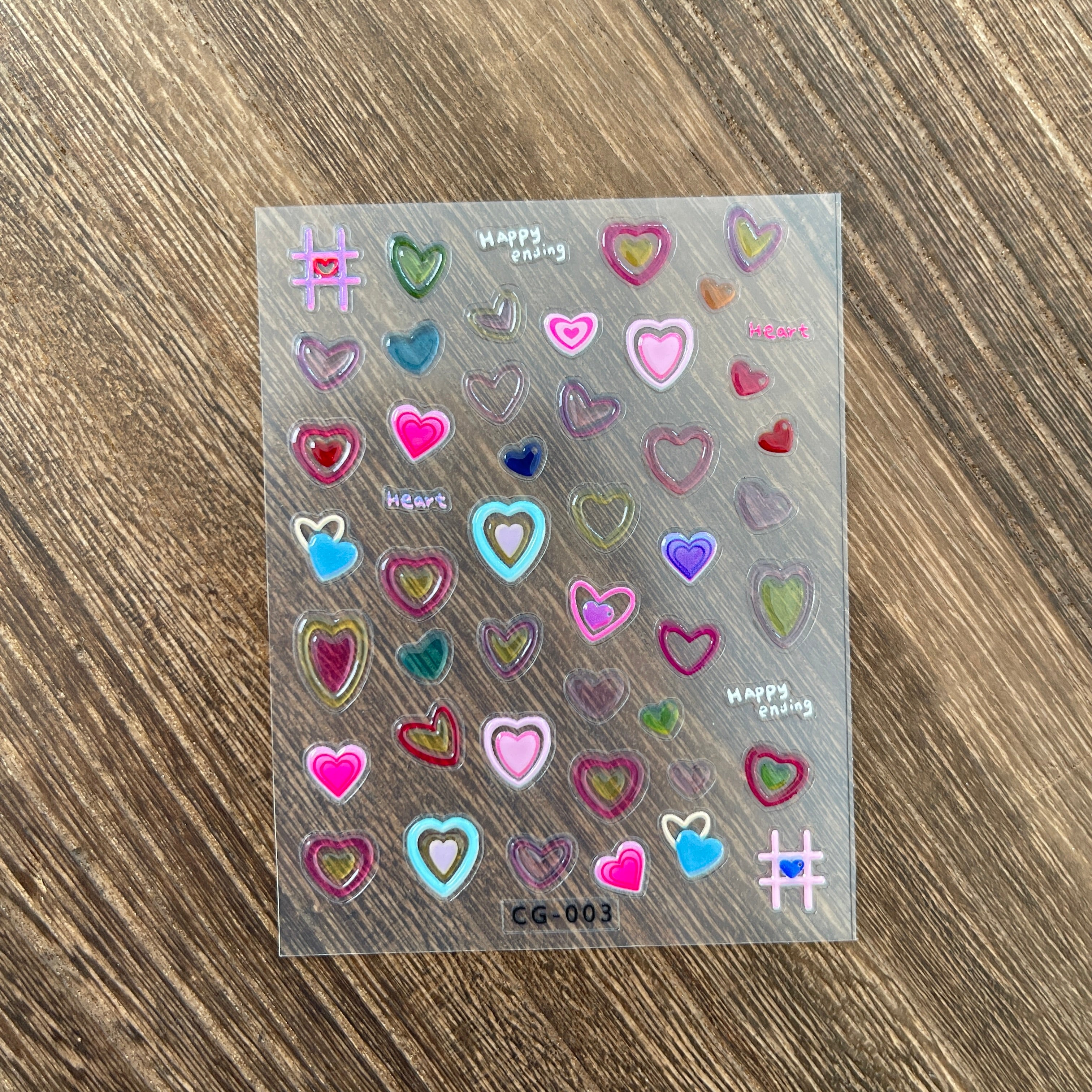 M283- Dopamine heart pattern Embossed Mini sticker 1 Pcs