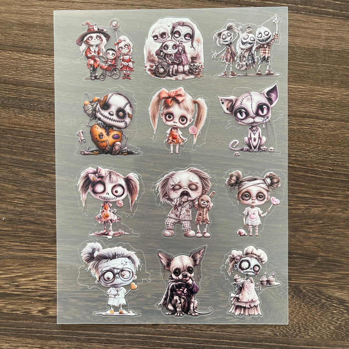 Full dark doll PET sticker sheet