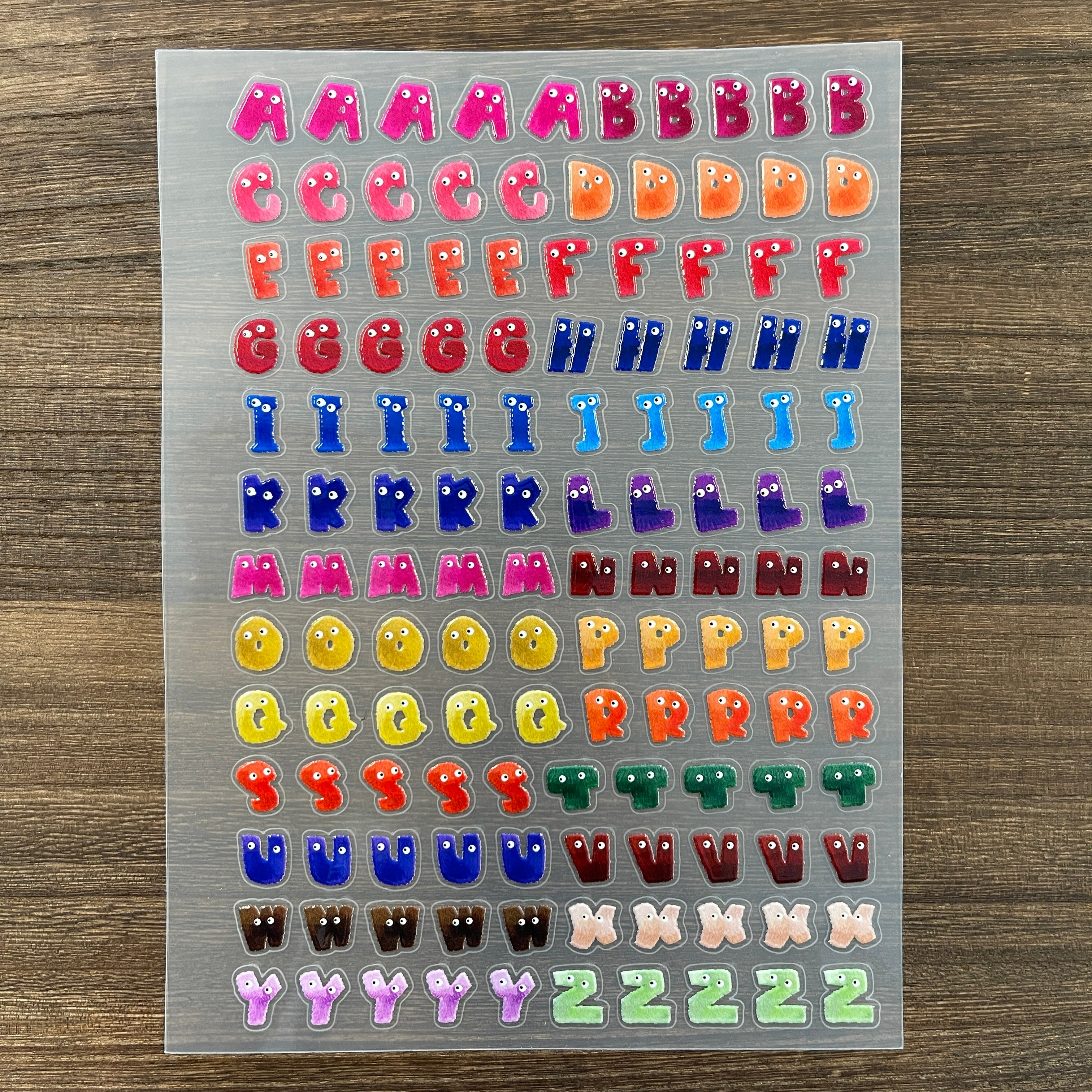 3D Dopamine Plush Letters PET Sticker 1 Pcs