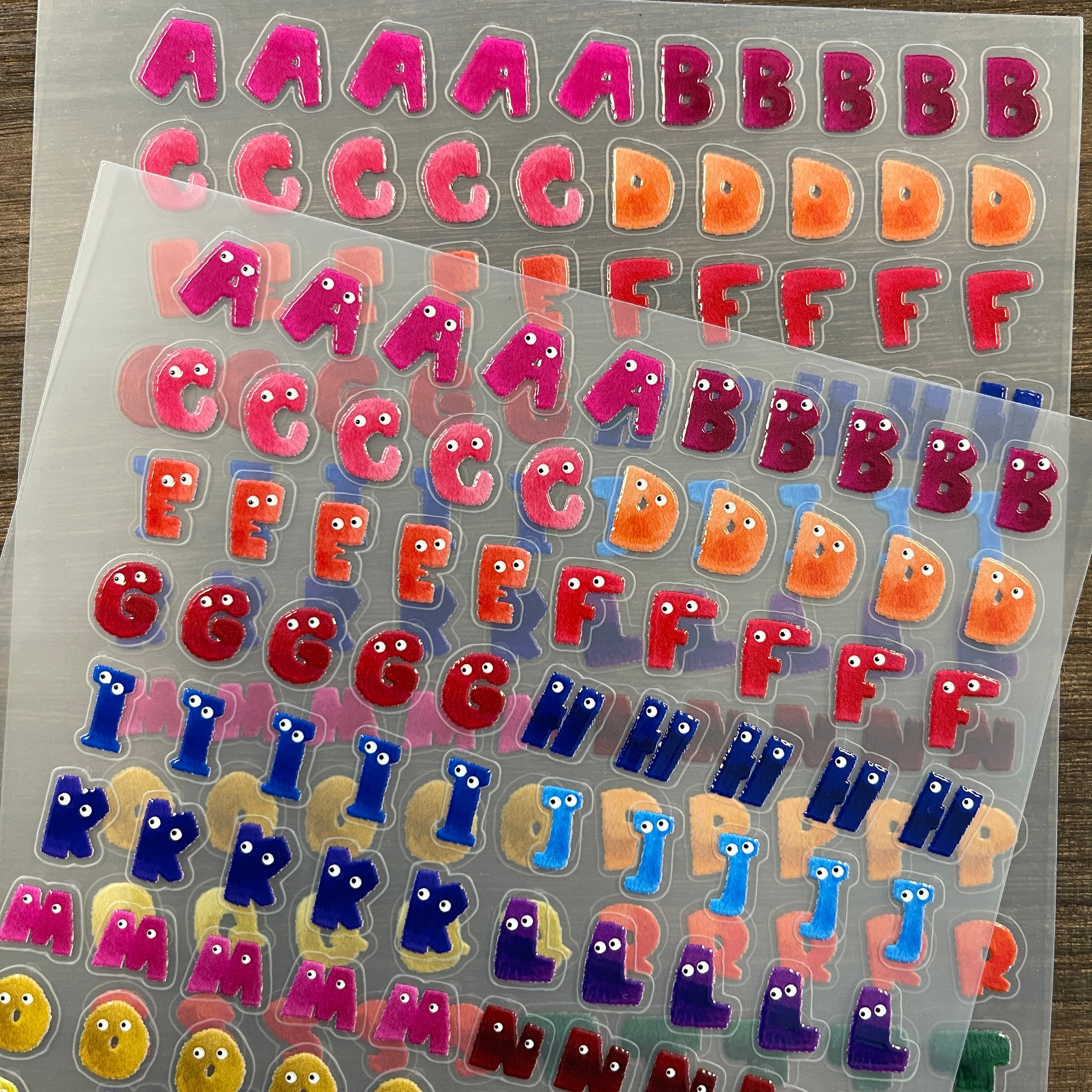 3D Dopamine Plush Letters PET Sticker 1 Pcs