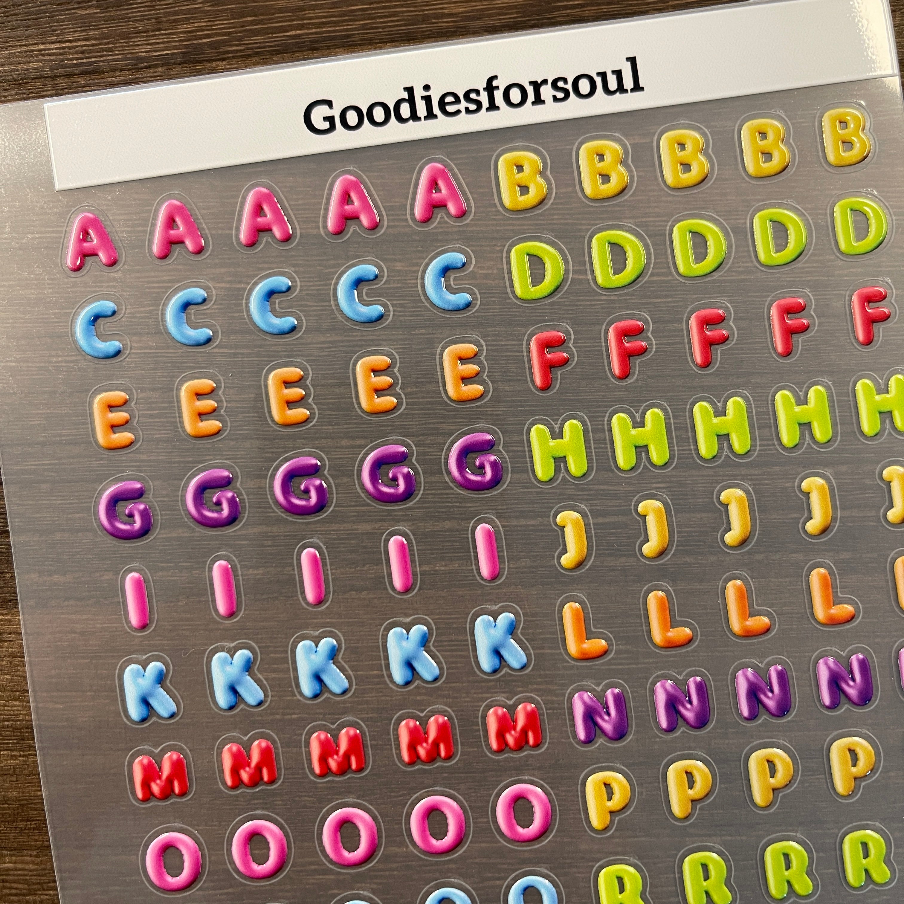 3D Colorful cartoon letters PET Sticker 1 Pcs