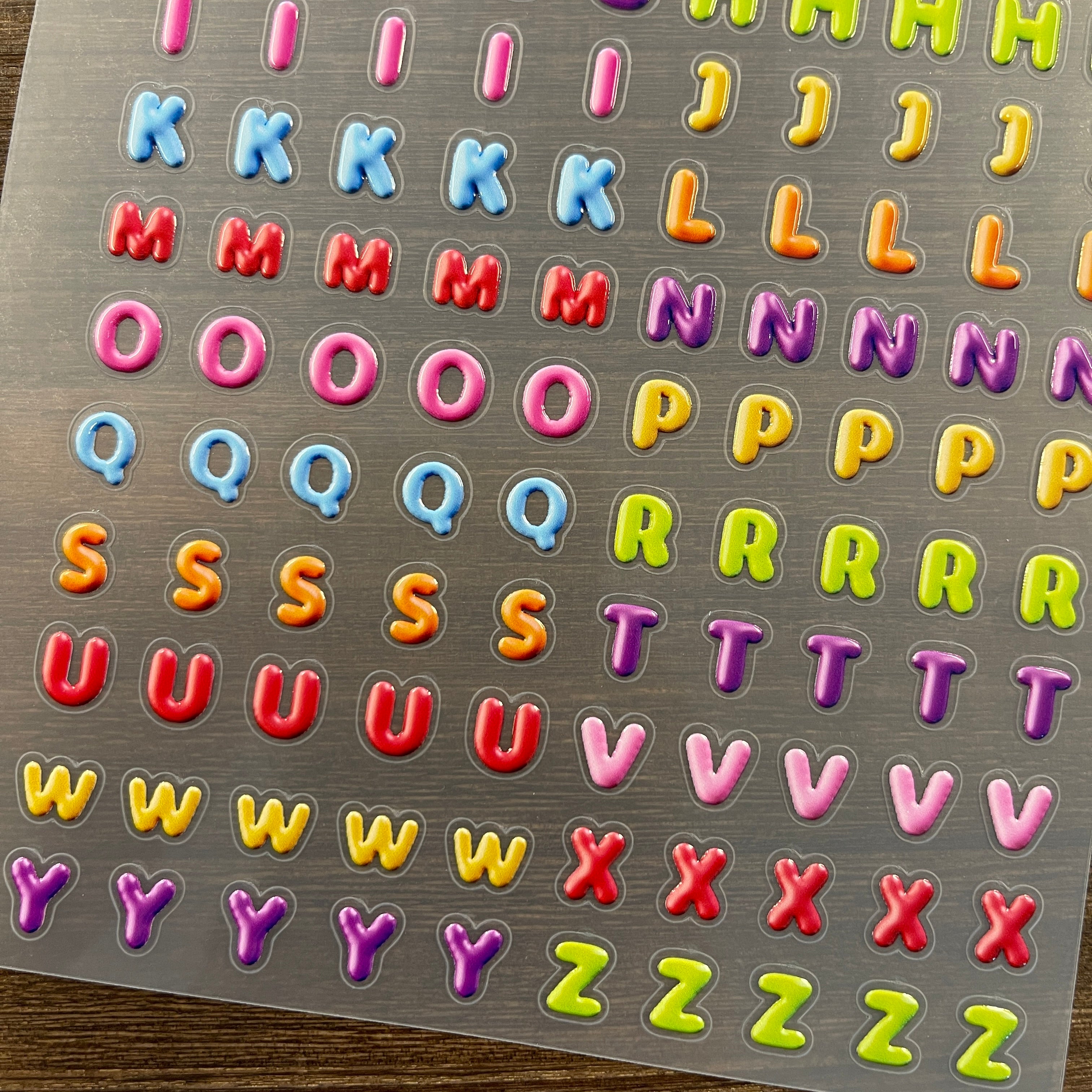 3D Colorful cartoon letters PET Sticker 1 Pcs