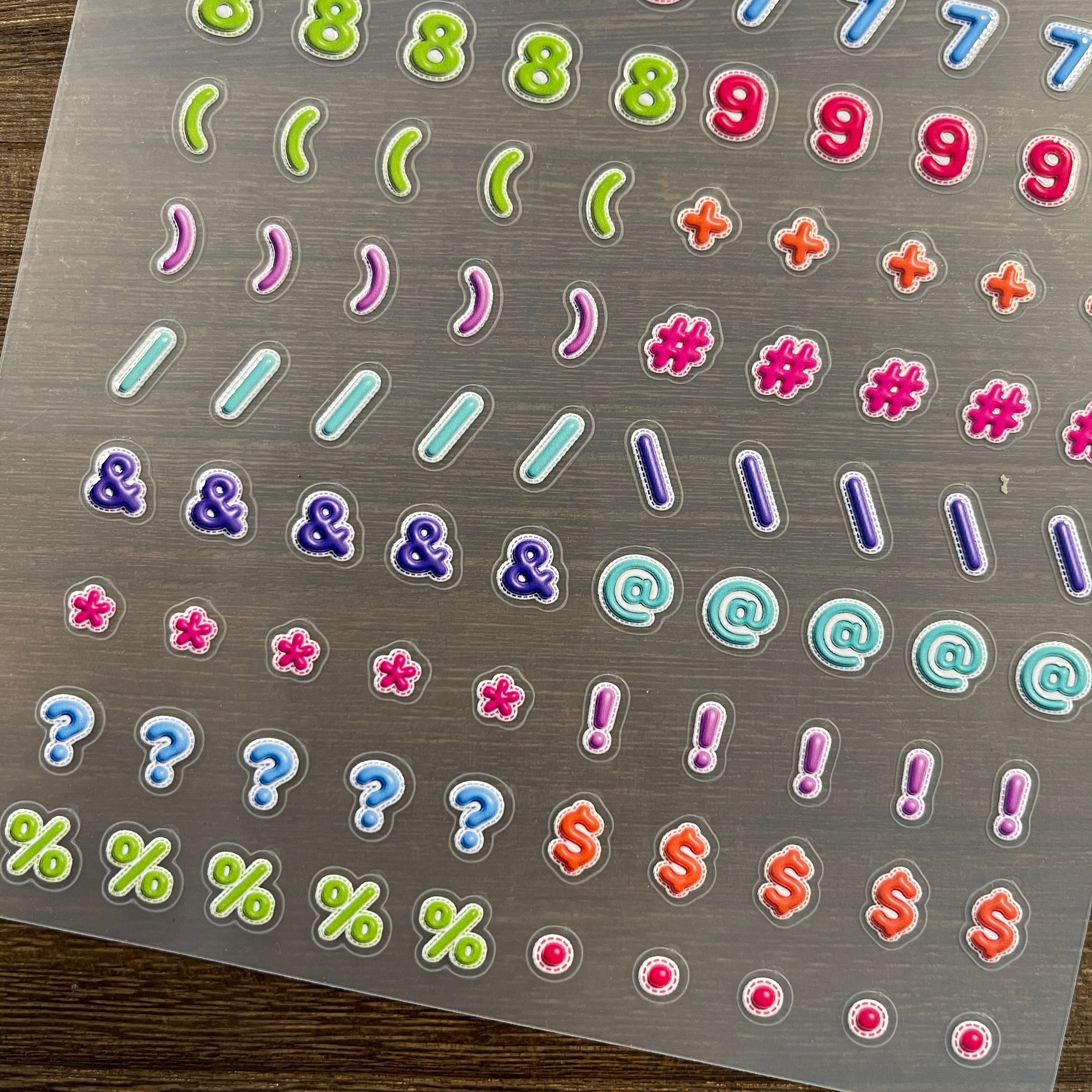 3D Colored letter symbols PET Sticker 1 Pcs