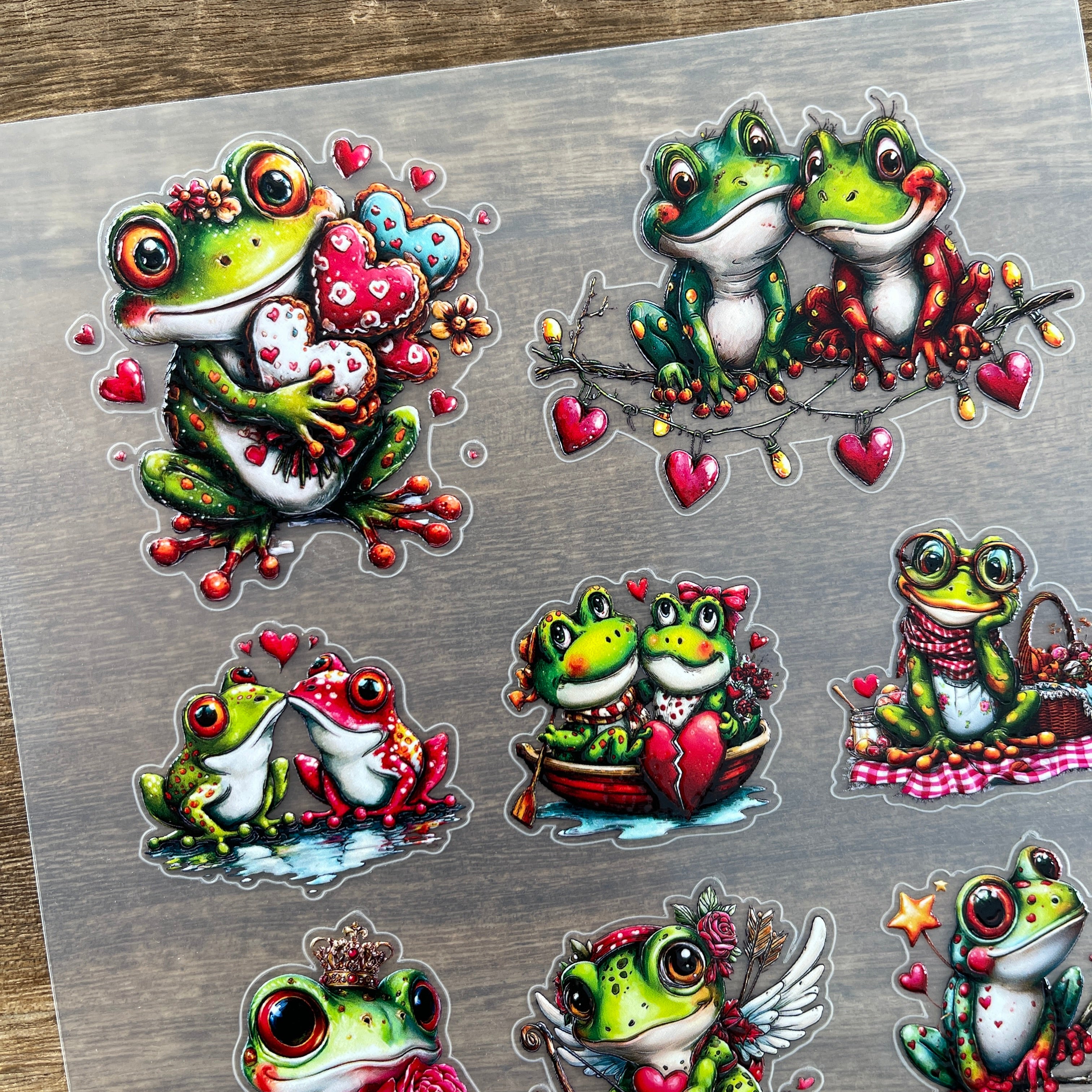 3D Valentine's Day Frog PET Sticker 1 Pcs