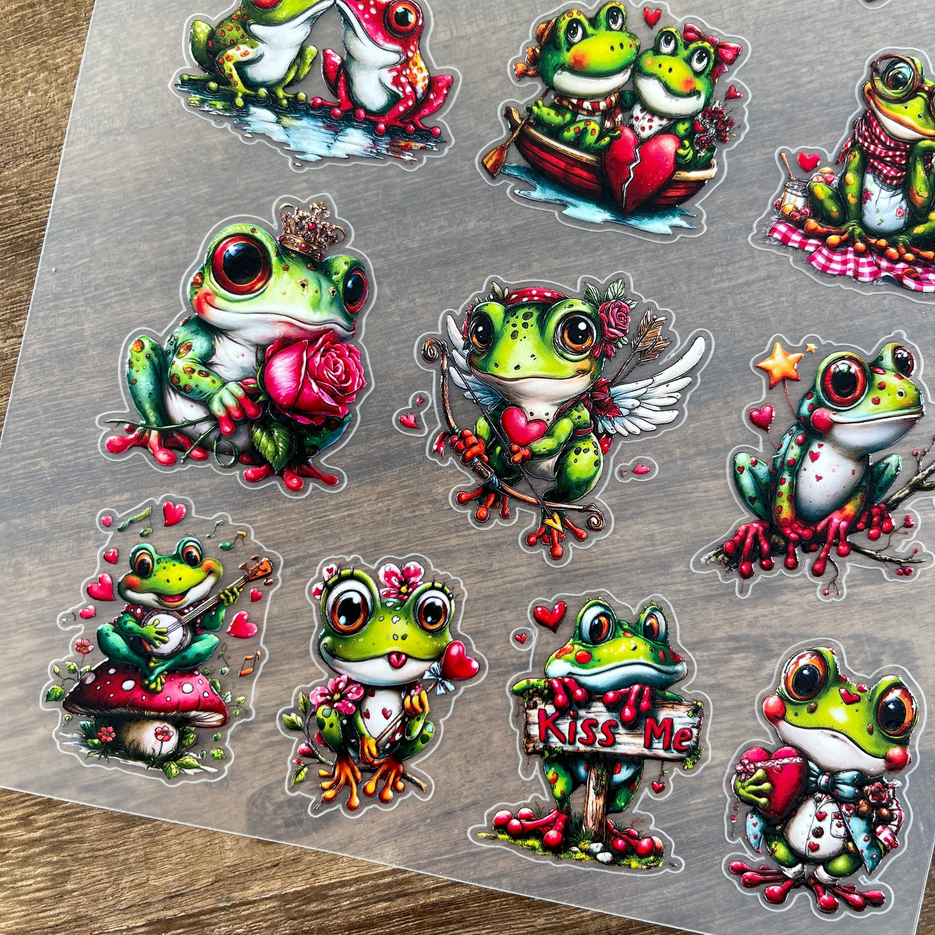 3D Valentine's Day Frog PET Sticker 1 Pcs
