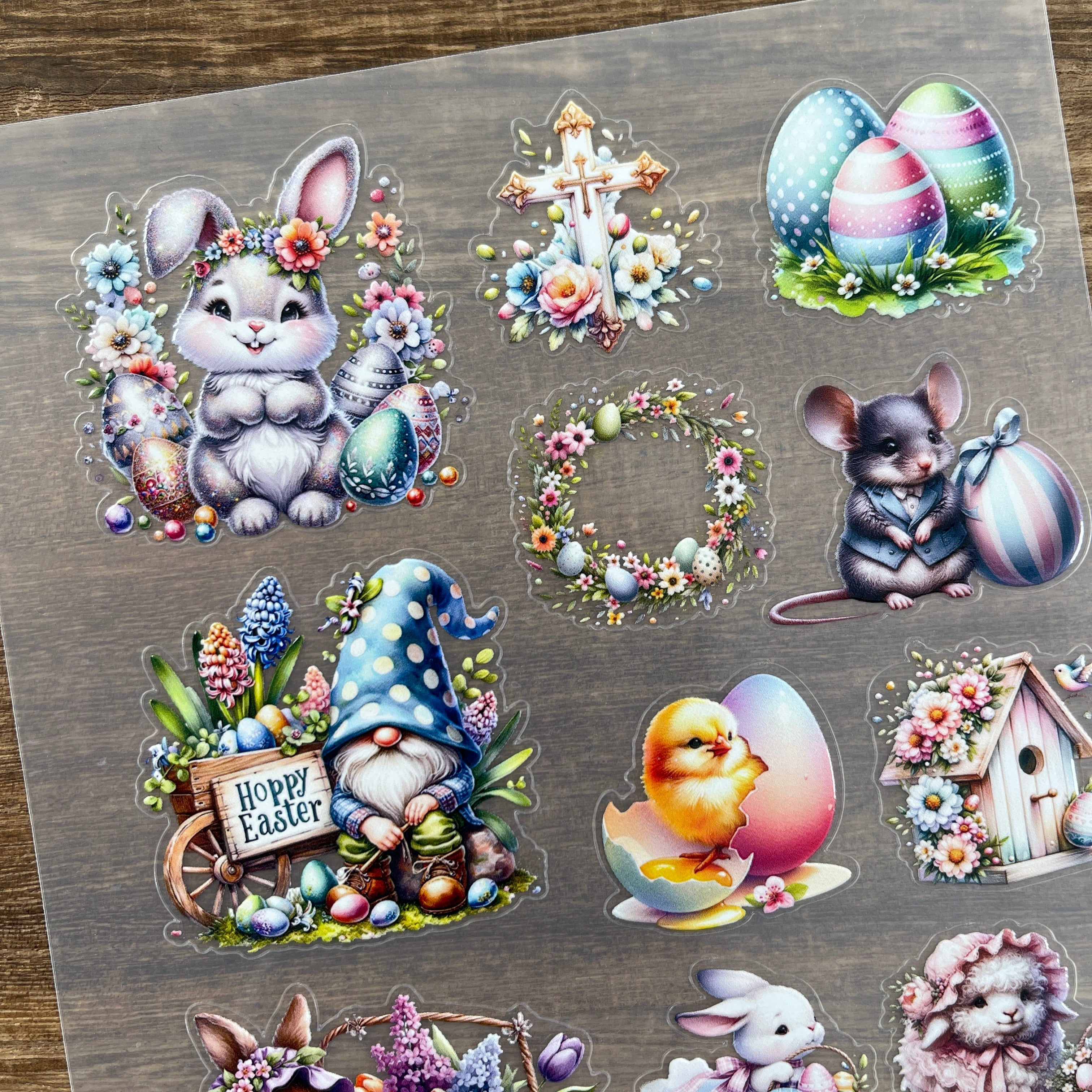 3D Easter decorations and animals PET Sticker 1 Pcs
