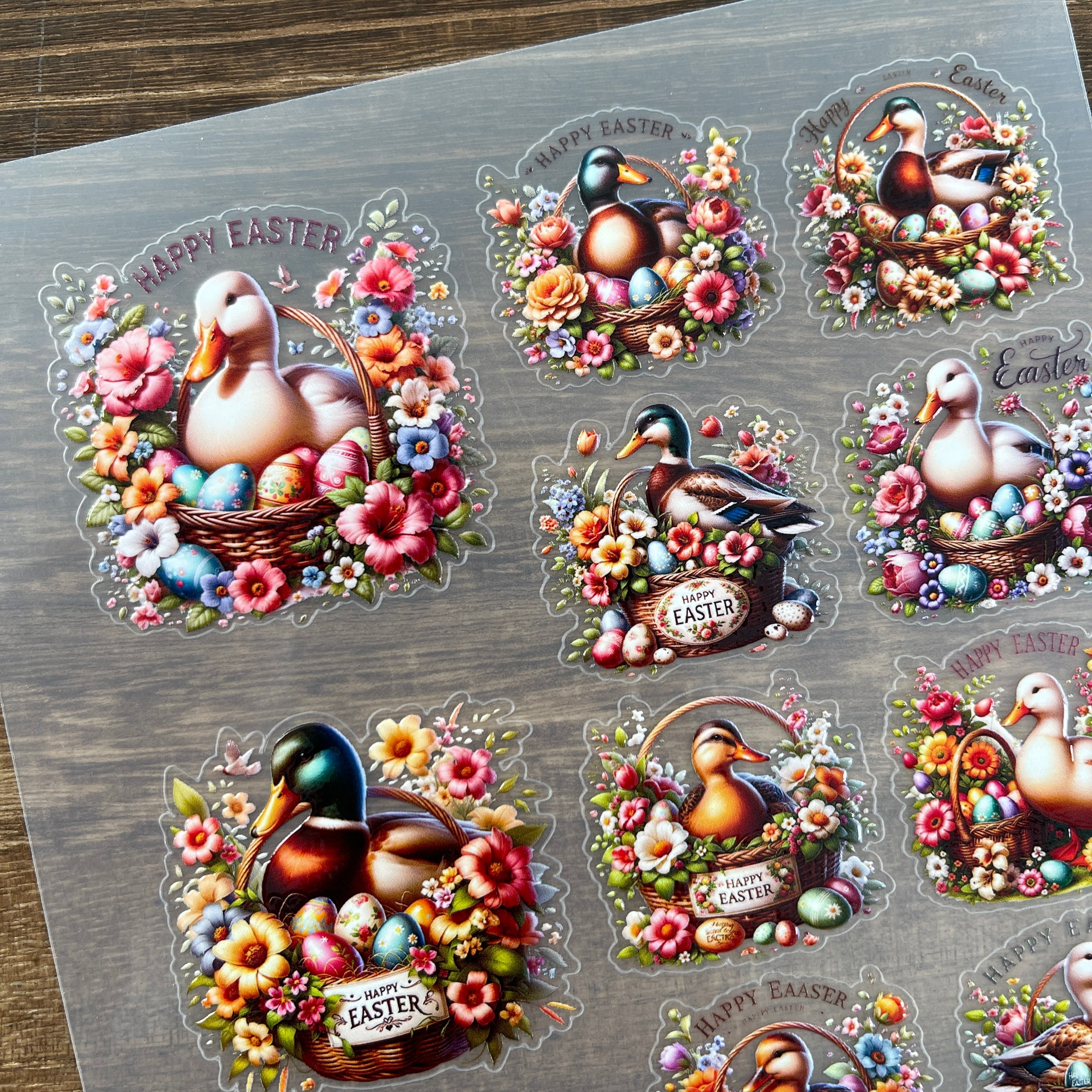 3D Easter ducks PET Sticker 1 Pcs