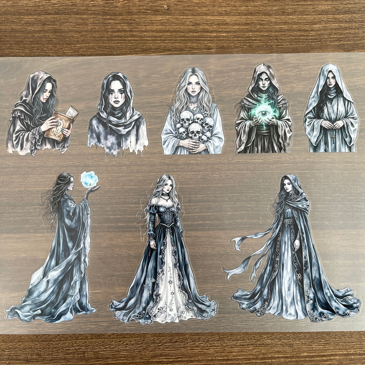 Gray witch figure stickers
