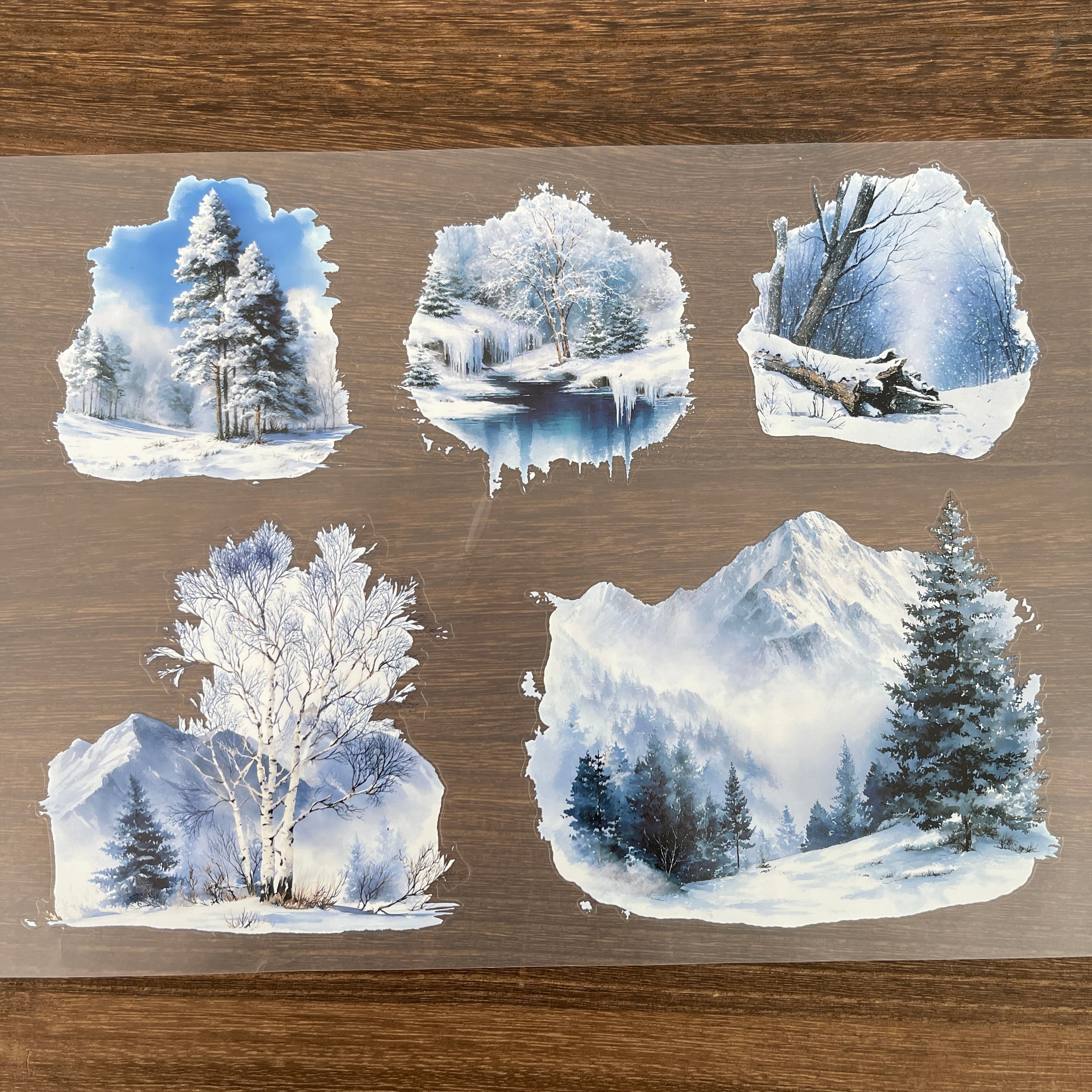 A4 Winter scenery matte PET pre-cut large sticker 1 pack 2 sheets
