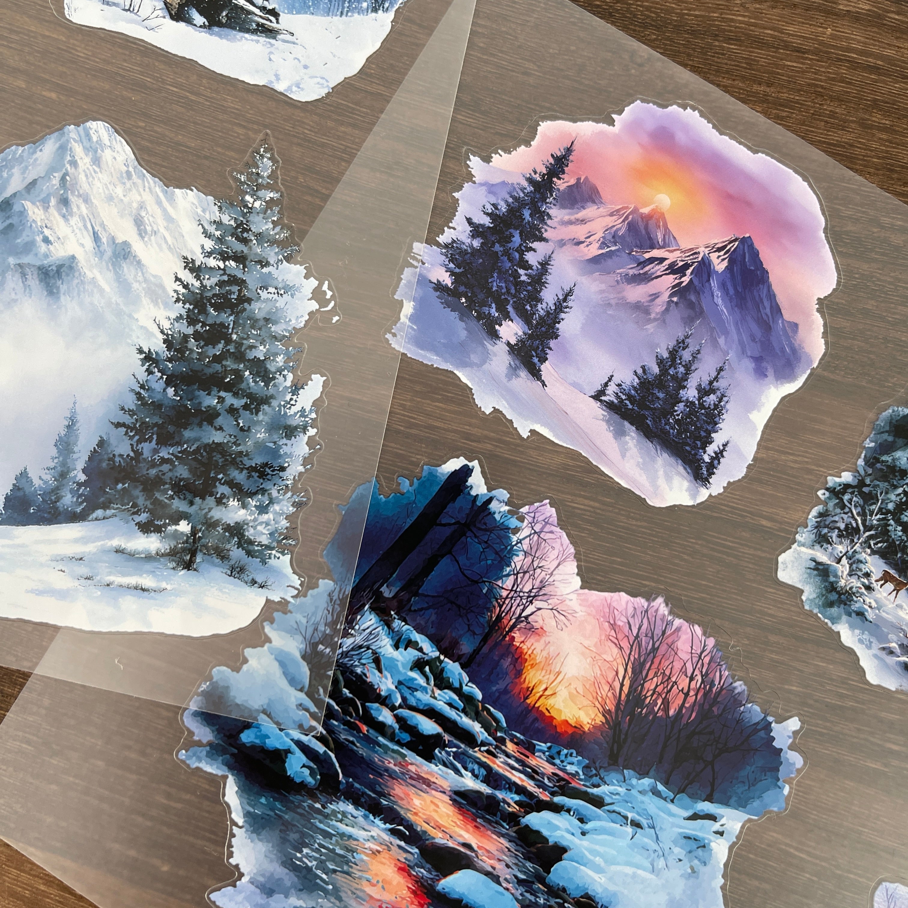 A4 Winter scenery matte PET pre-cut large sticker 1 pack 2 sheets