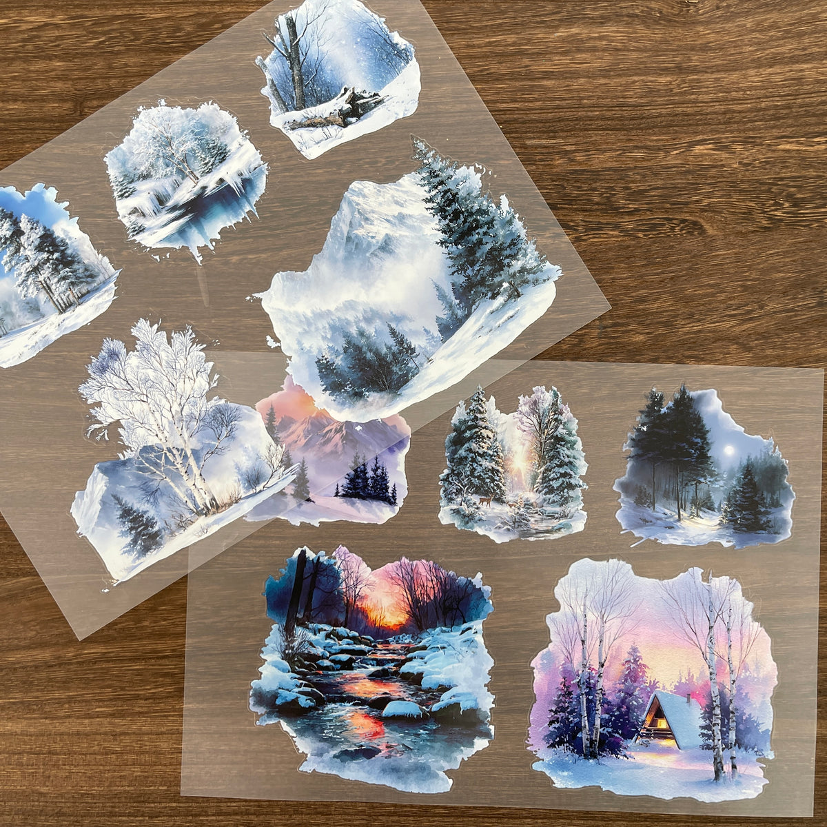 Two winter scenery sticker sheets