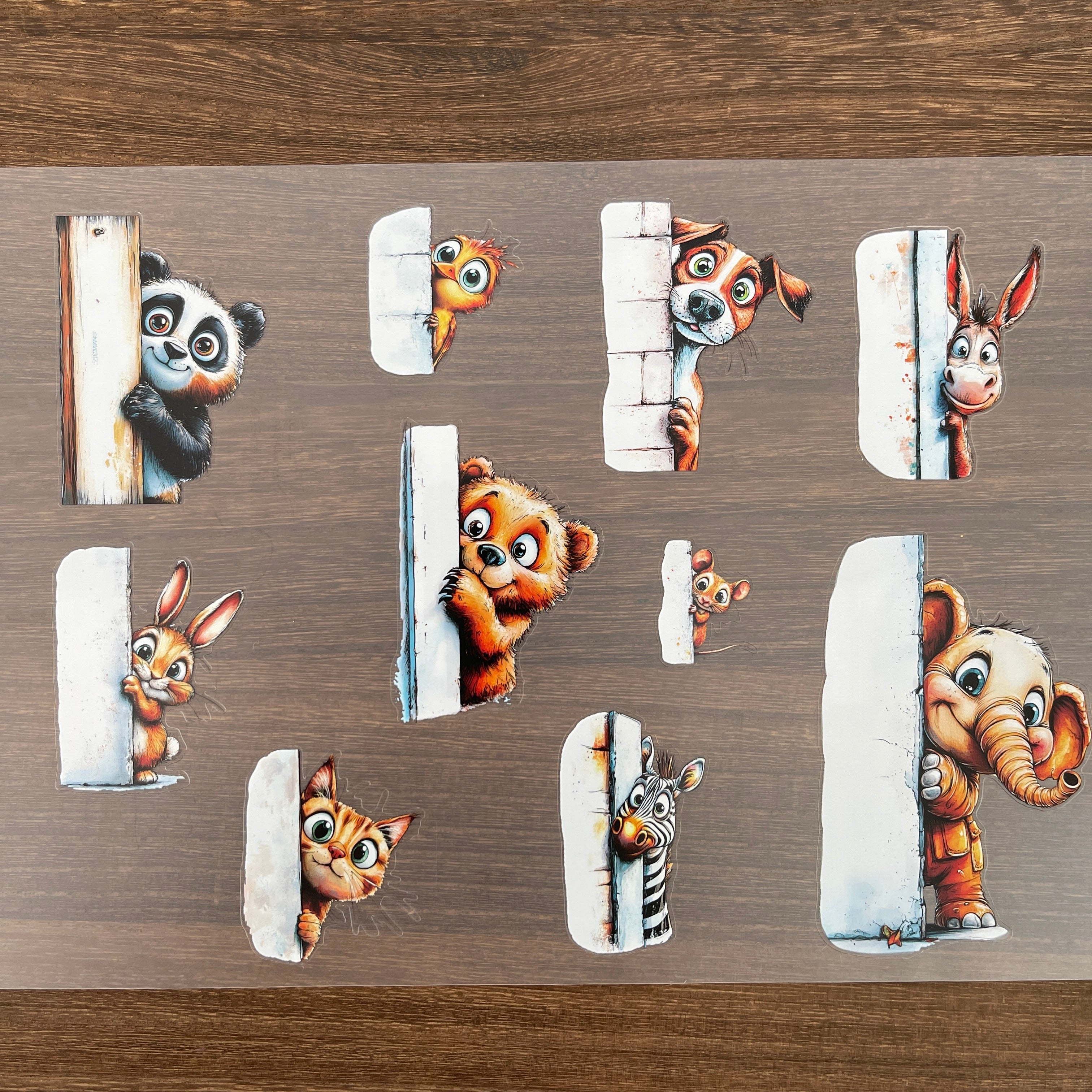 A4 Funny animals matte PET pre-cut large sticker 1 pack 2 sheets