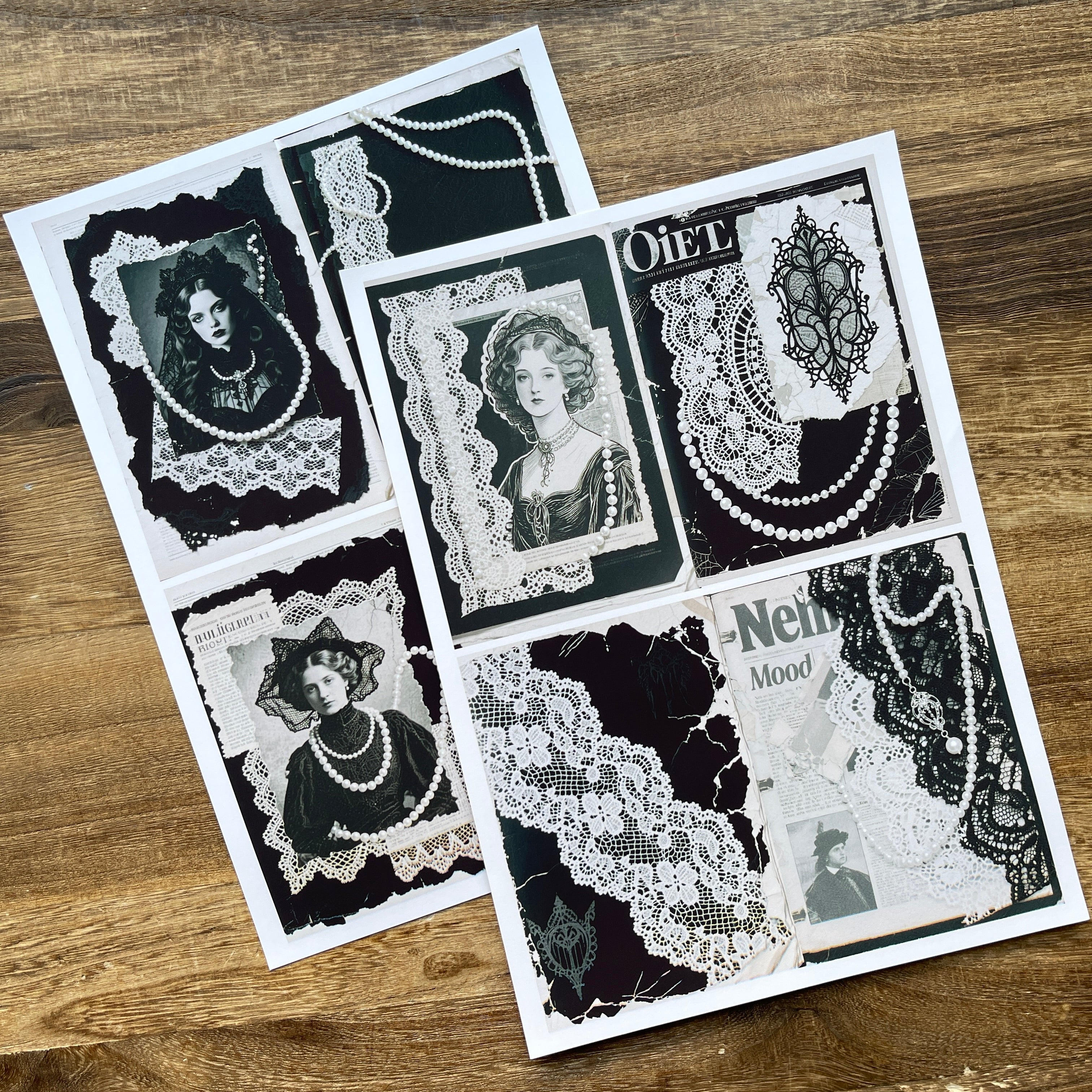A4 size Vintage European noblewoman Style paper 2 pcs