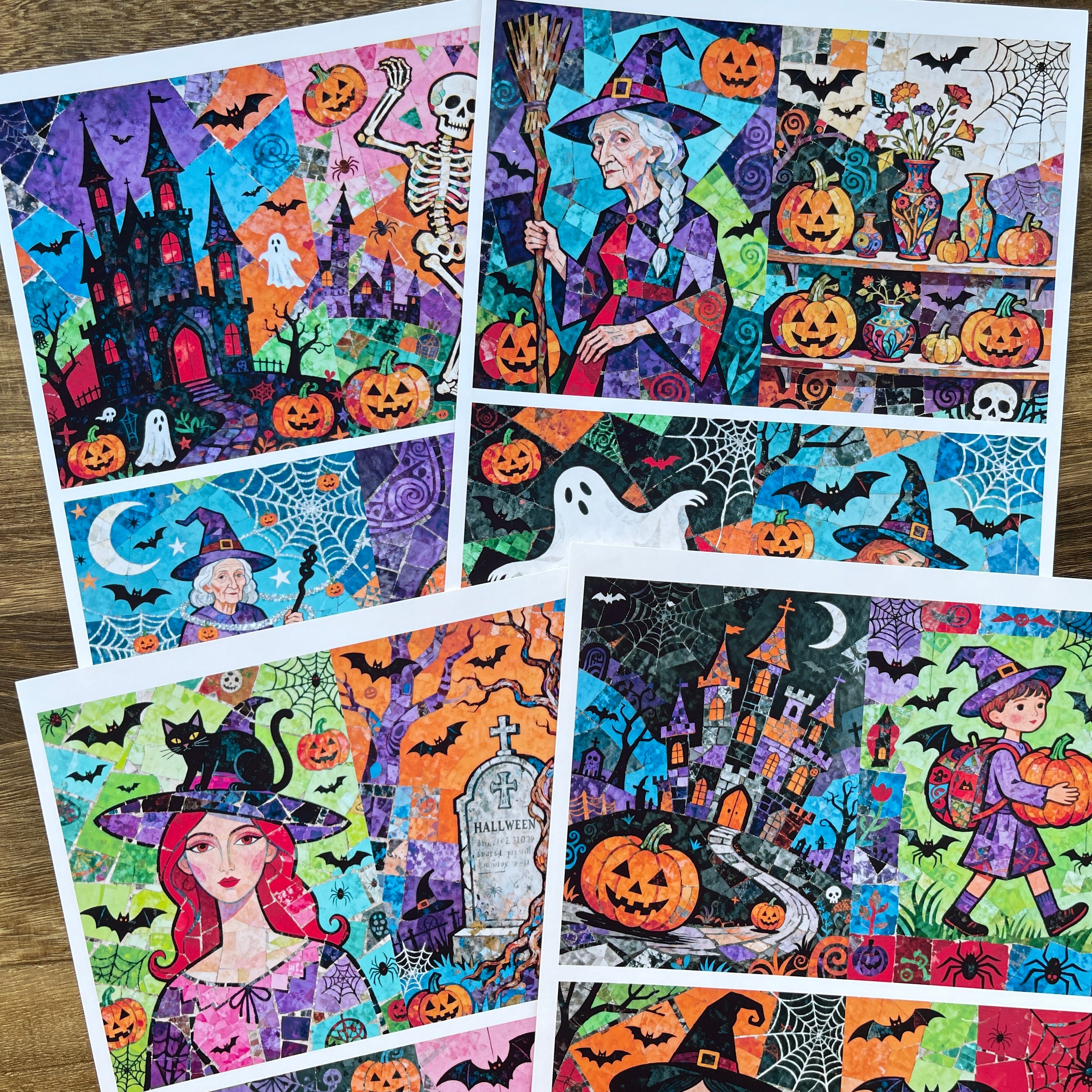 A4 size Vintage Gothic Witch Style paper 4 pcs
