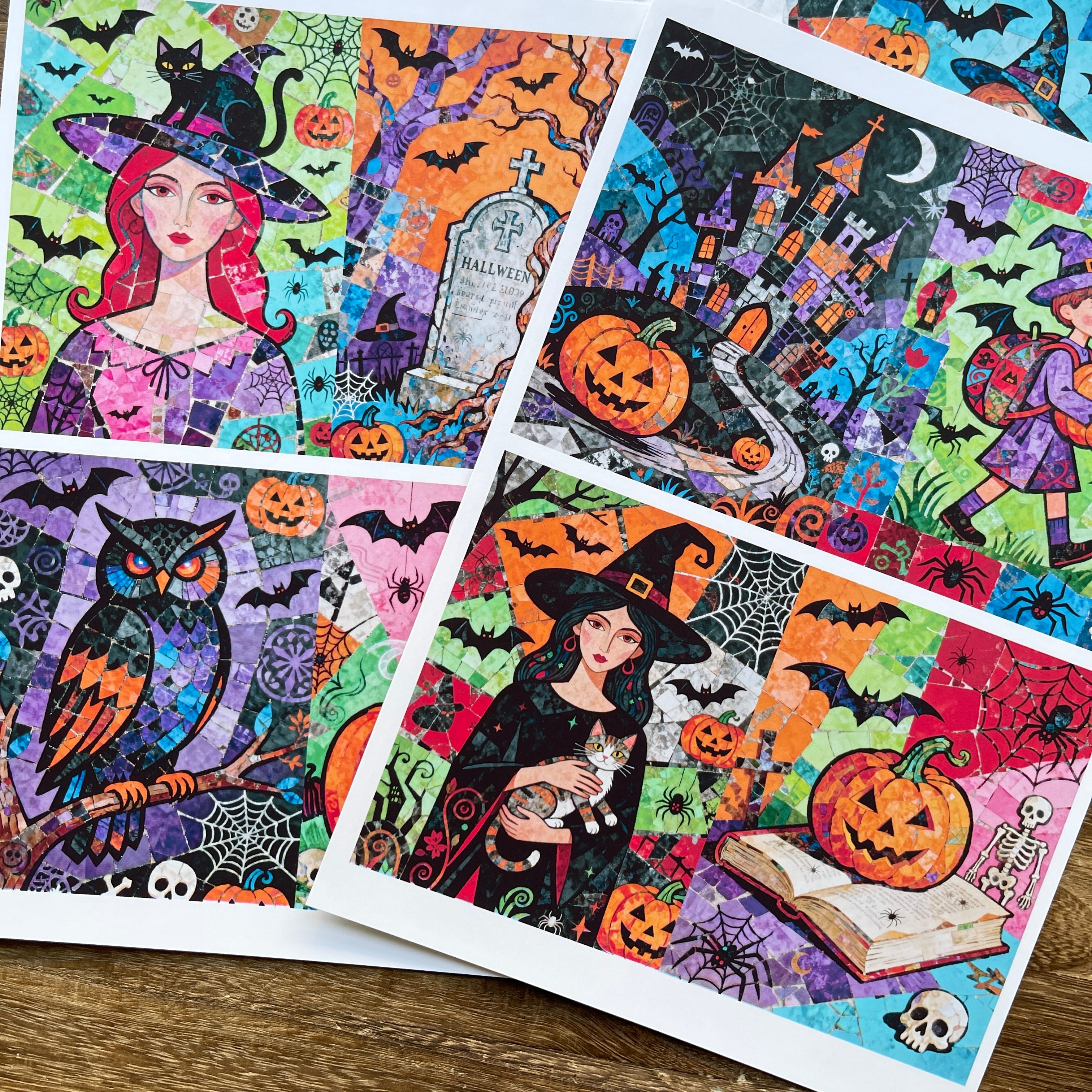 A4 size Vintage Gothic Witch Style paper 4 pcs