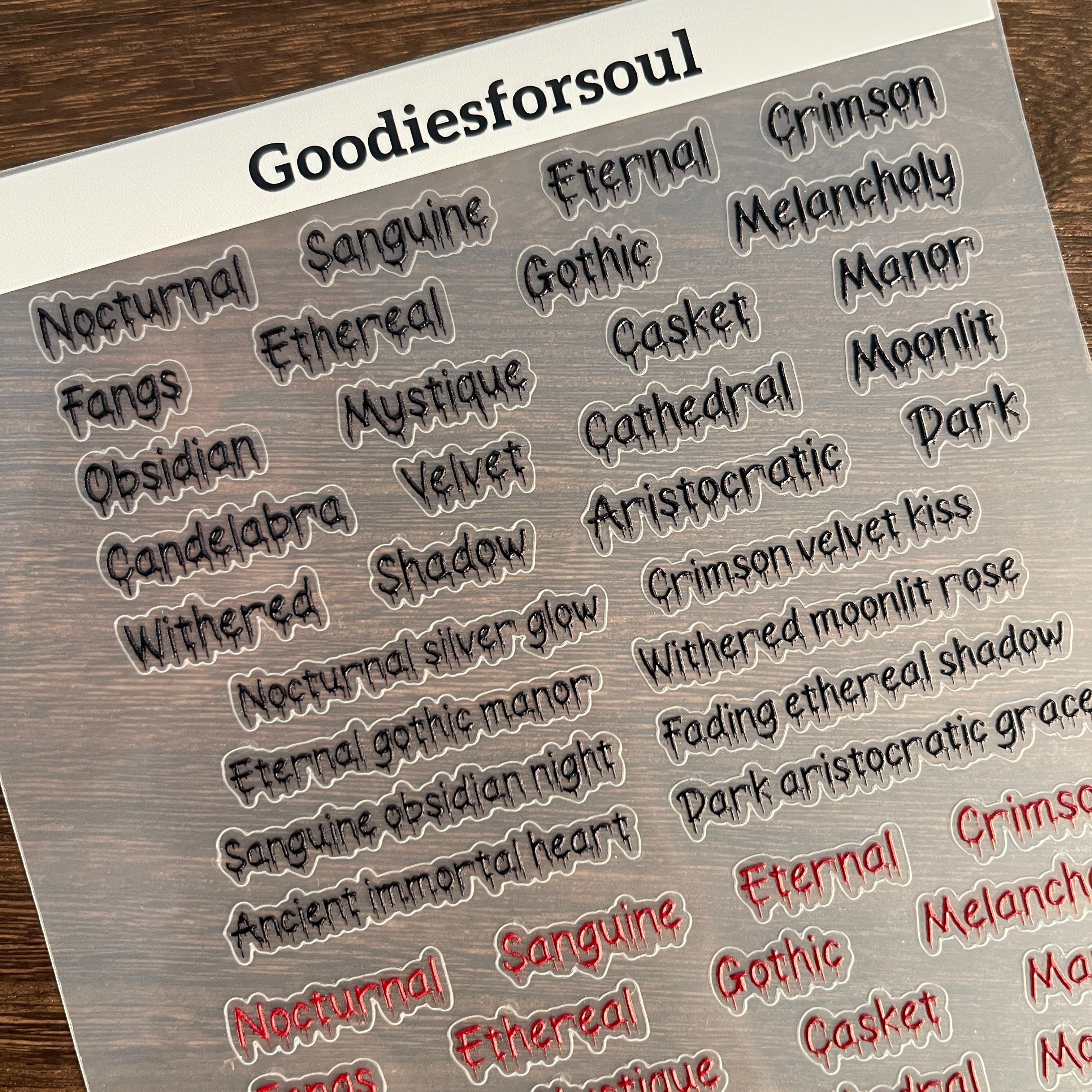 3D Red and black terrifying word PET Sticker 1 Pcs