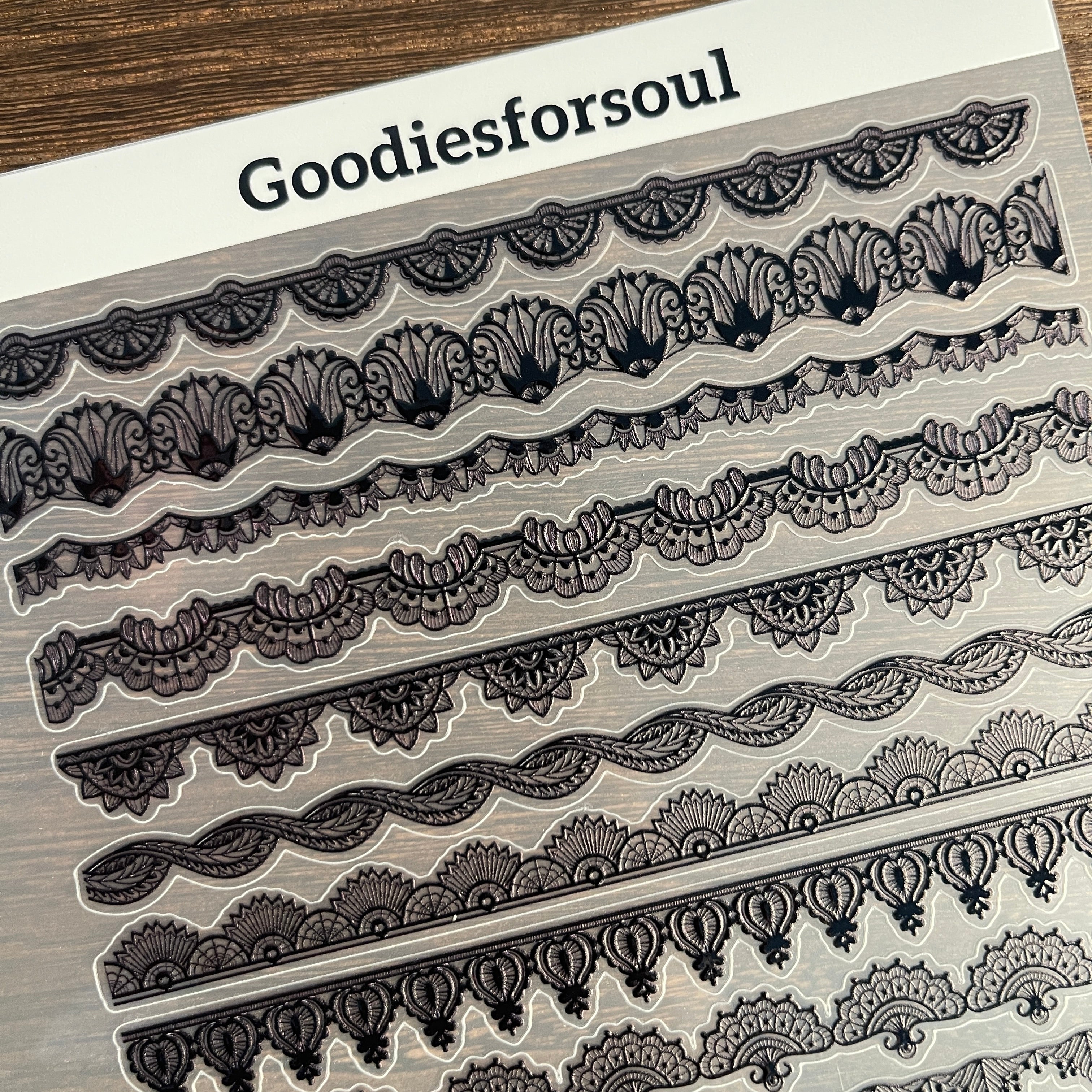 3D Black lace PET Sticker 1 Pcs