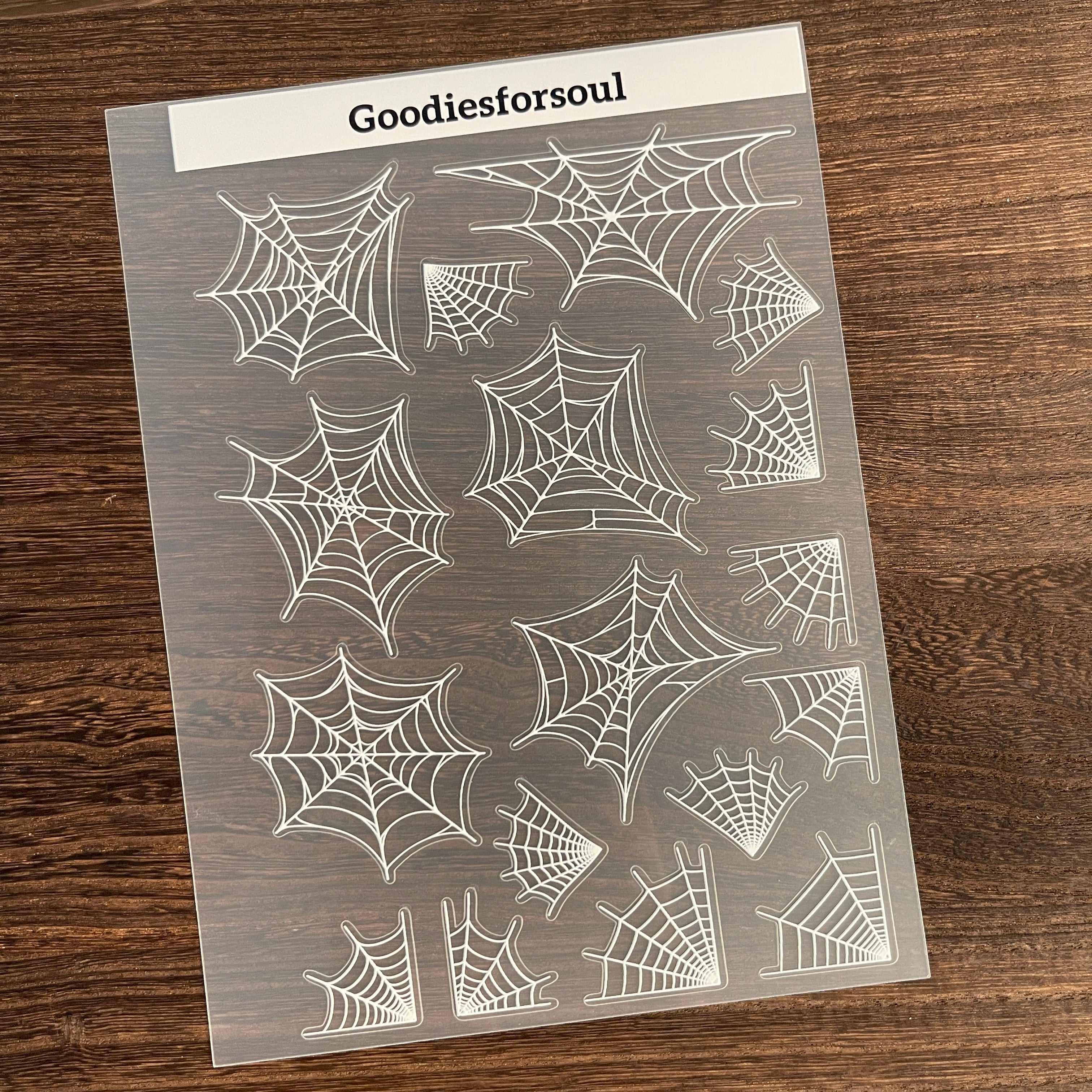 3D White spider web PET Sticker 1 Pcs