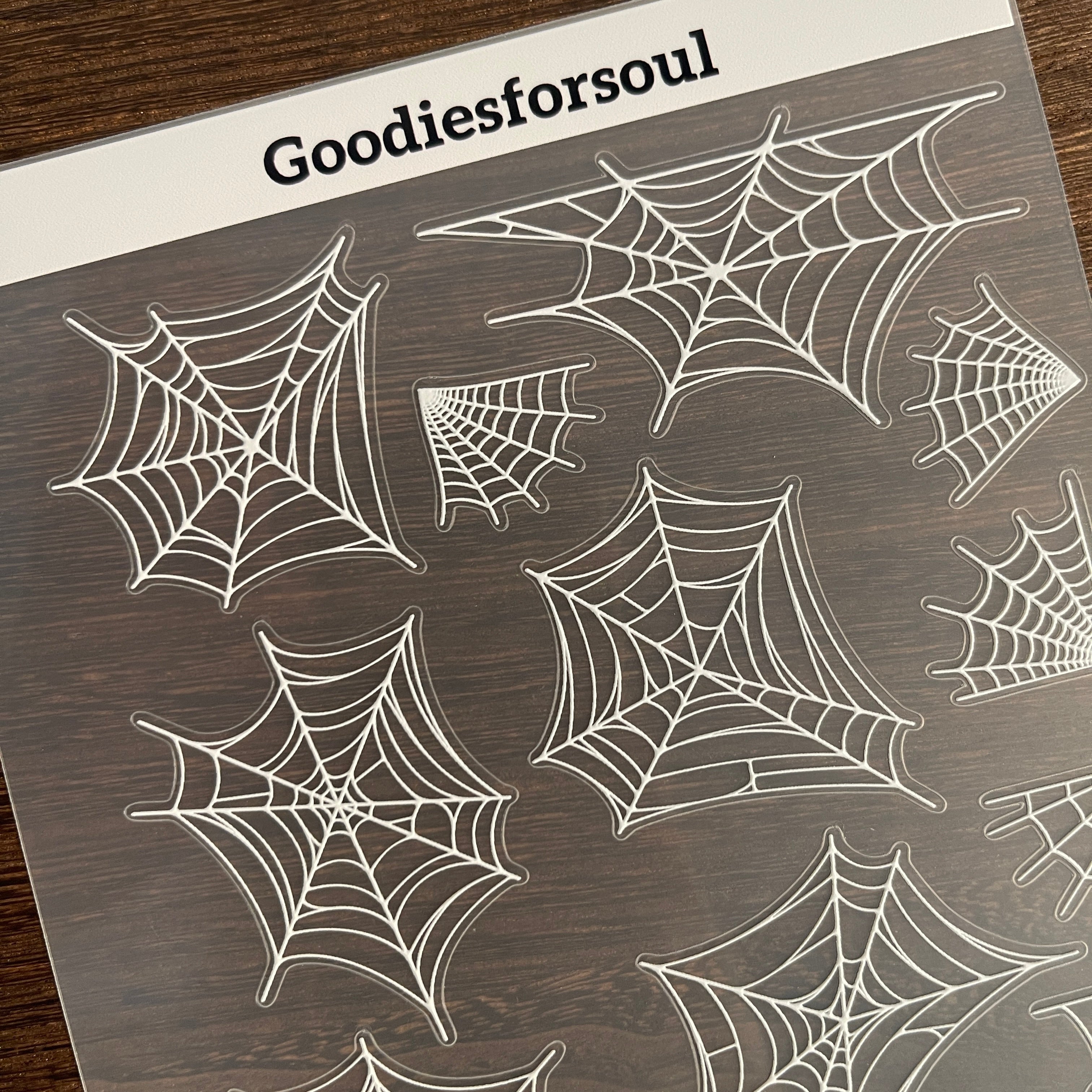 3D White spider web PET Sticker 1 Pcs