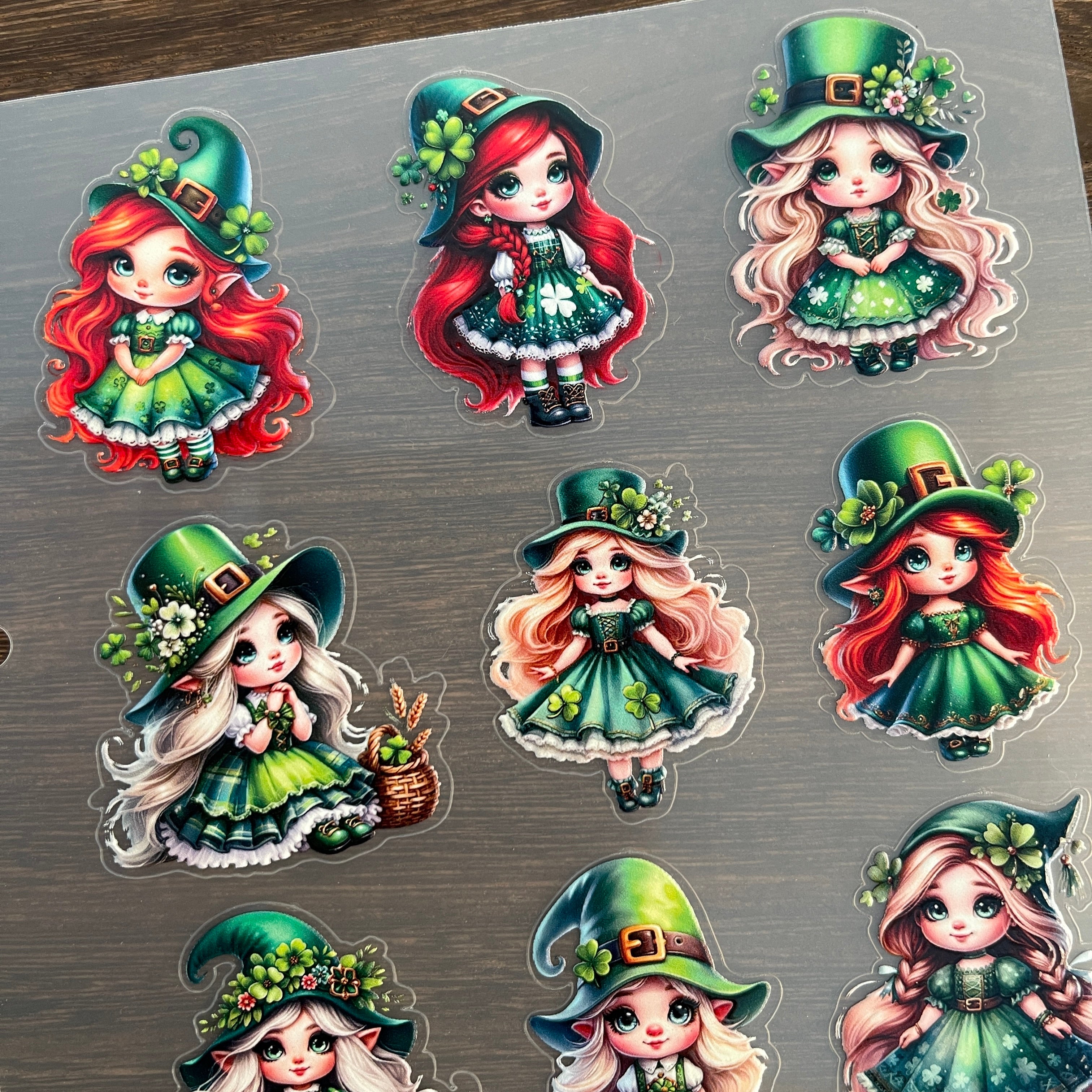 3D St. Patrick's Day Girl PET Sticker 1 Pcs