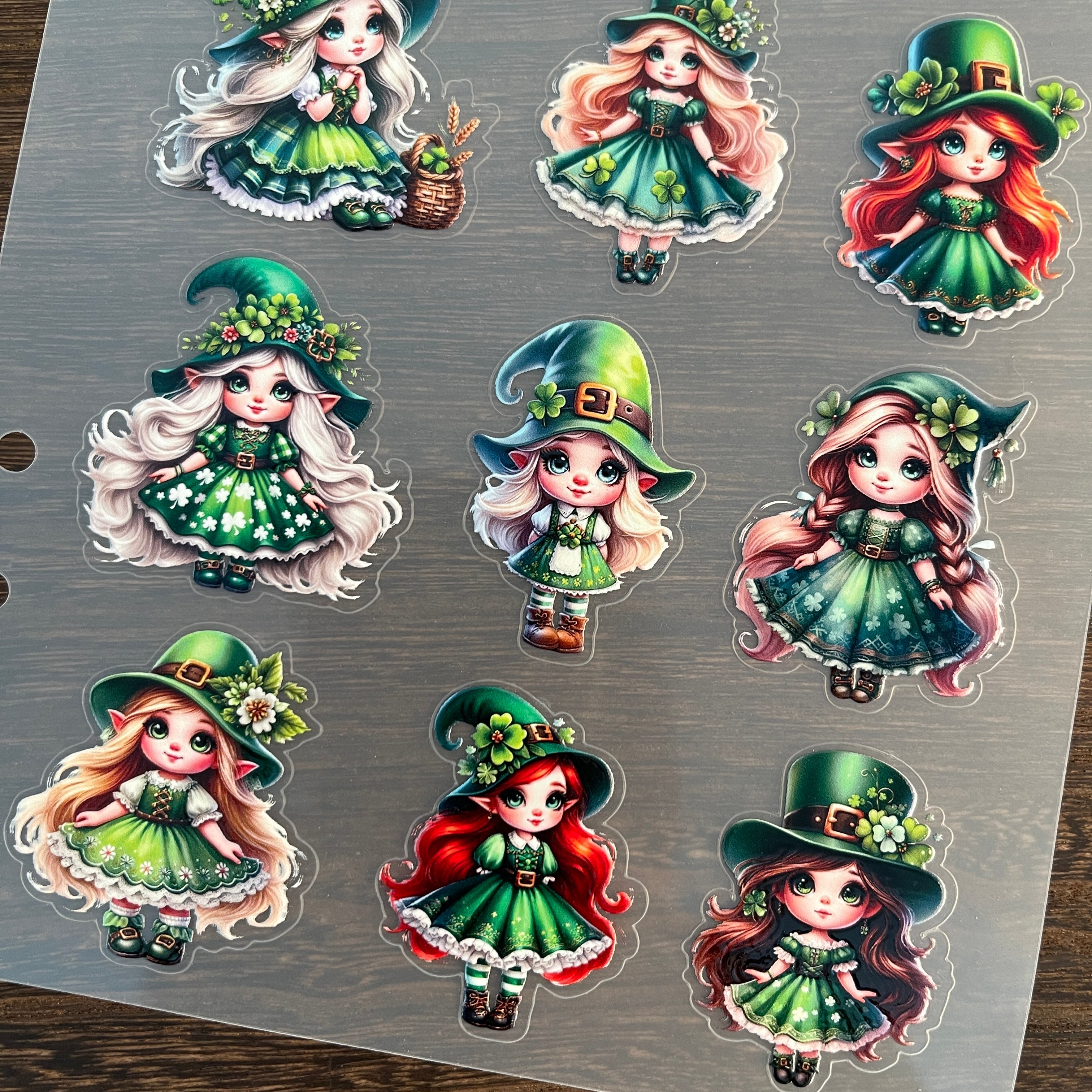 3D St. Patrick's Day Girl PET Sticker 1 Pcs