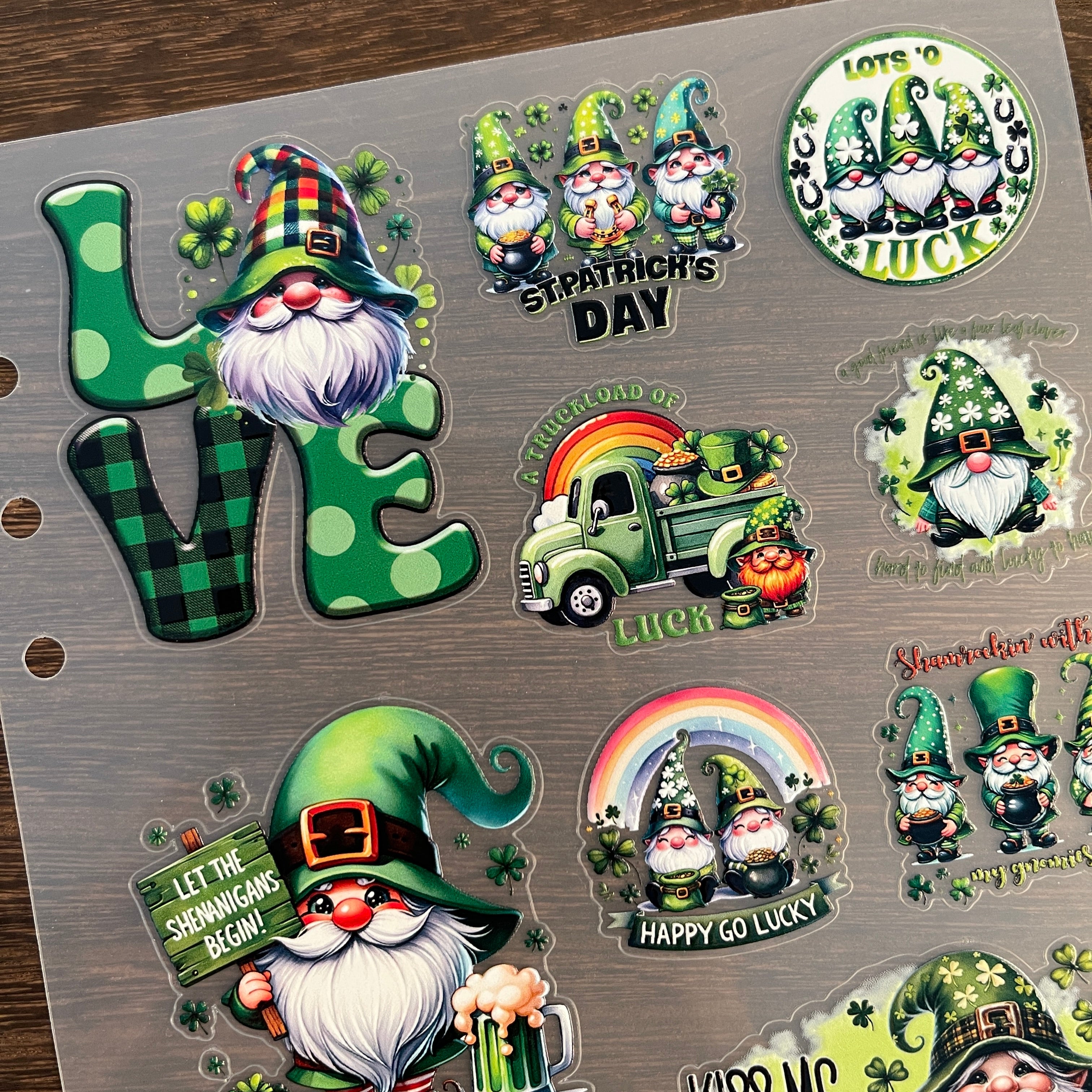 3D St. Patrick's Day gnomes PET Sticker 1 Pcs