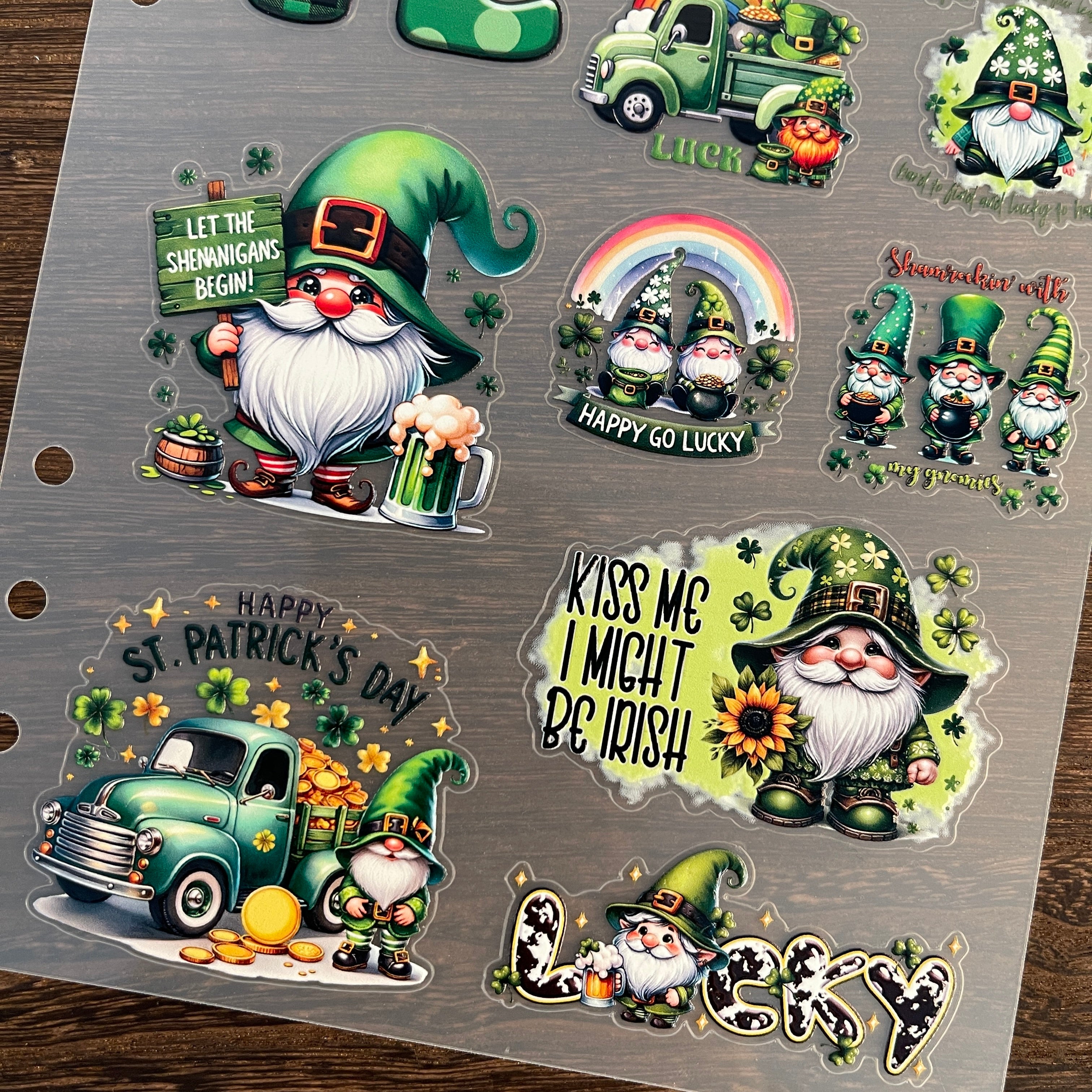 3D St. Patrick's Day gnomes PET Sticker 1 Pcs