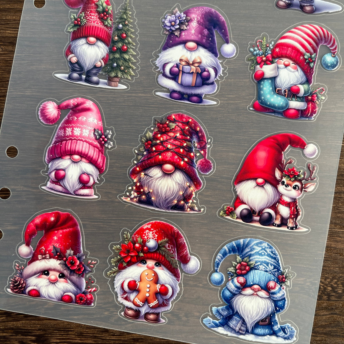 Full christmas gnome PET sticker sheet