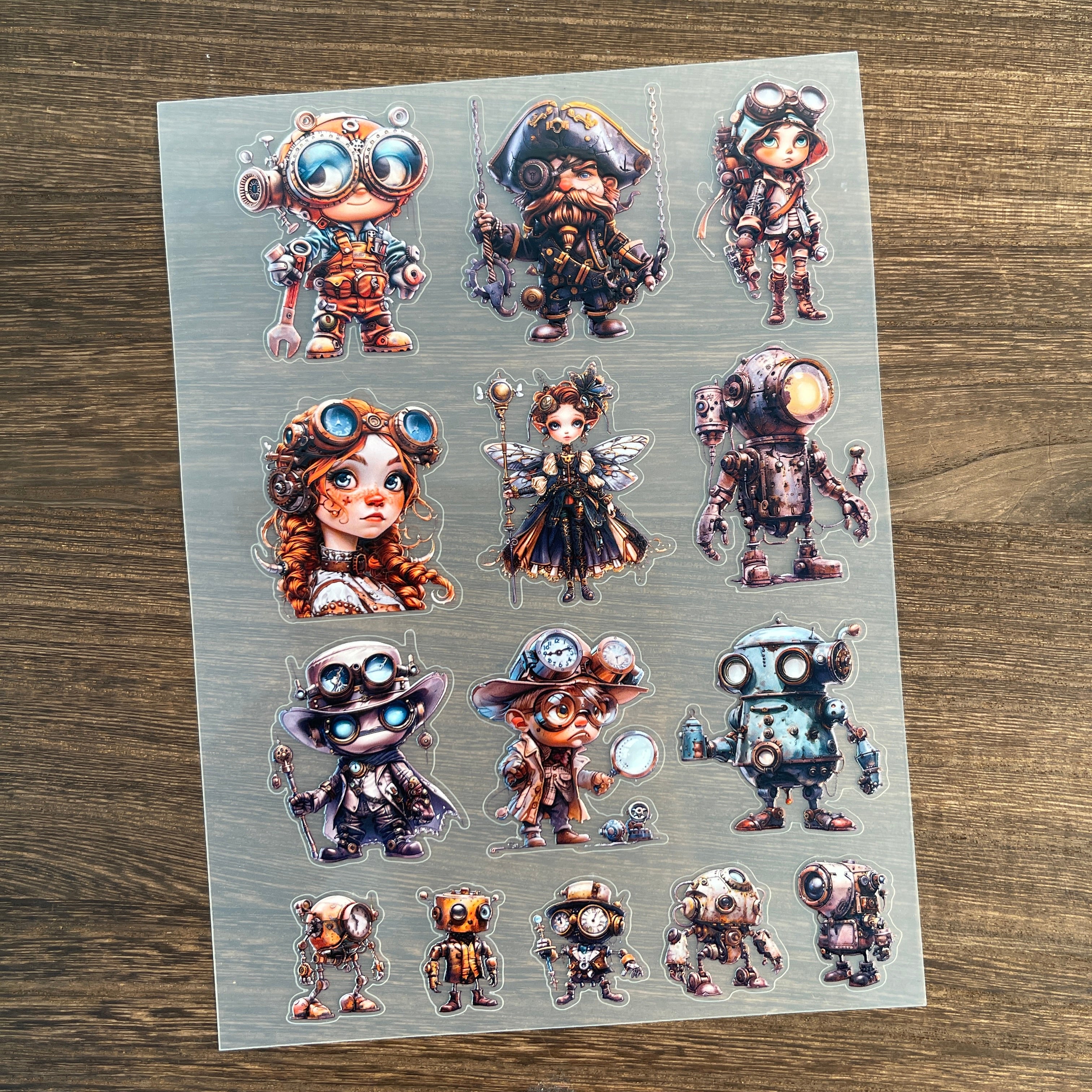 3D Steampunk Characters PET Sticker 1 Pcs