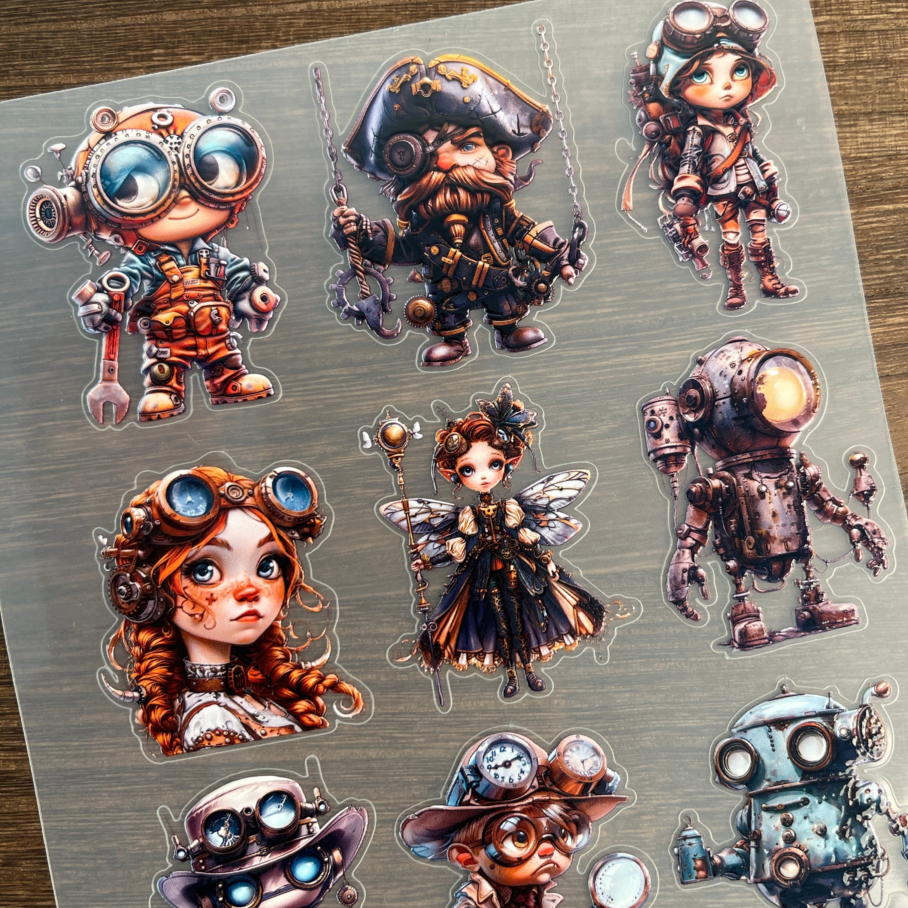 3D Steampunk Characters PET Sticker 1 Pcs