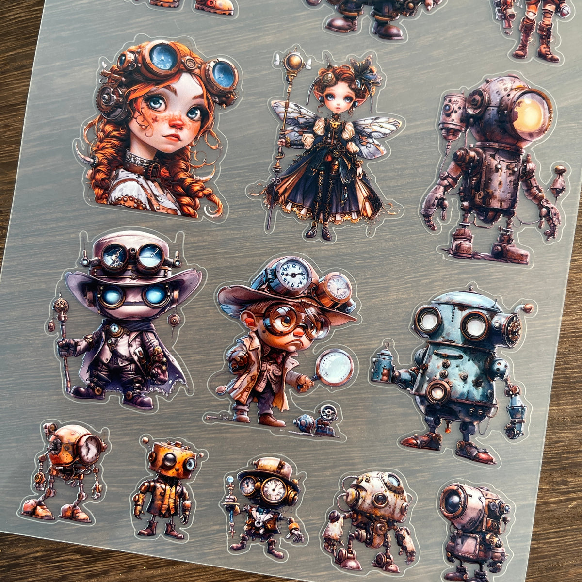Full steampunk characters PET sticker sheet