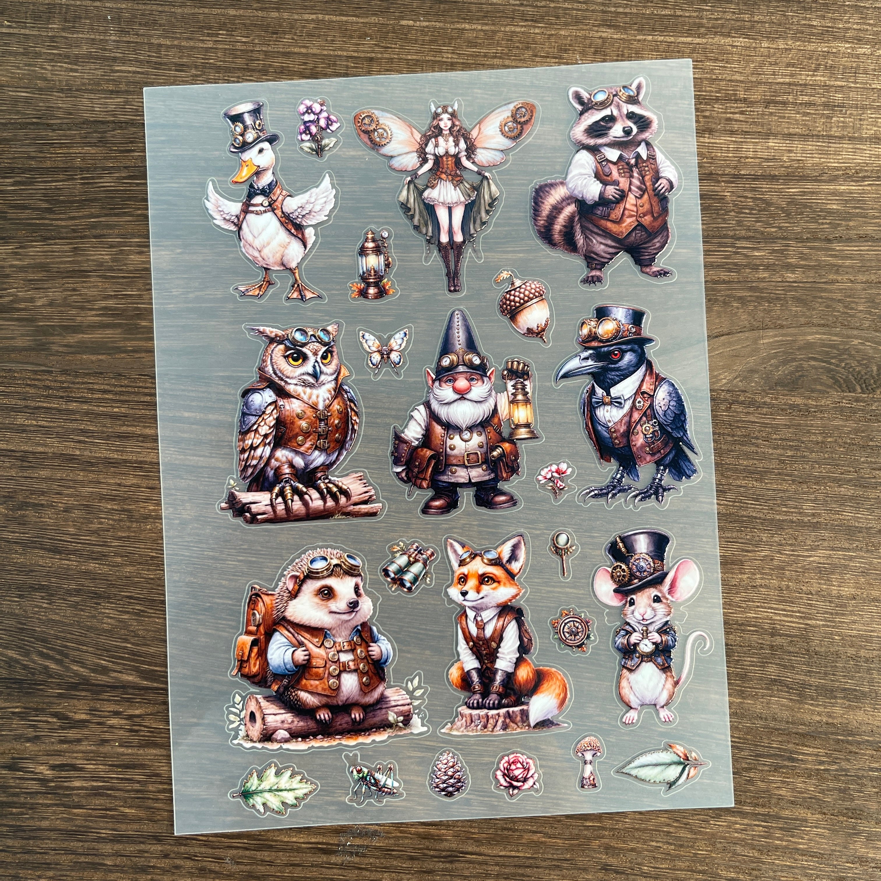 3D Steampunk animal PET Sticker 1 Pcs