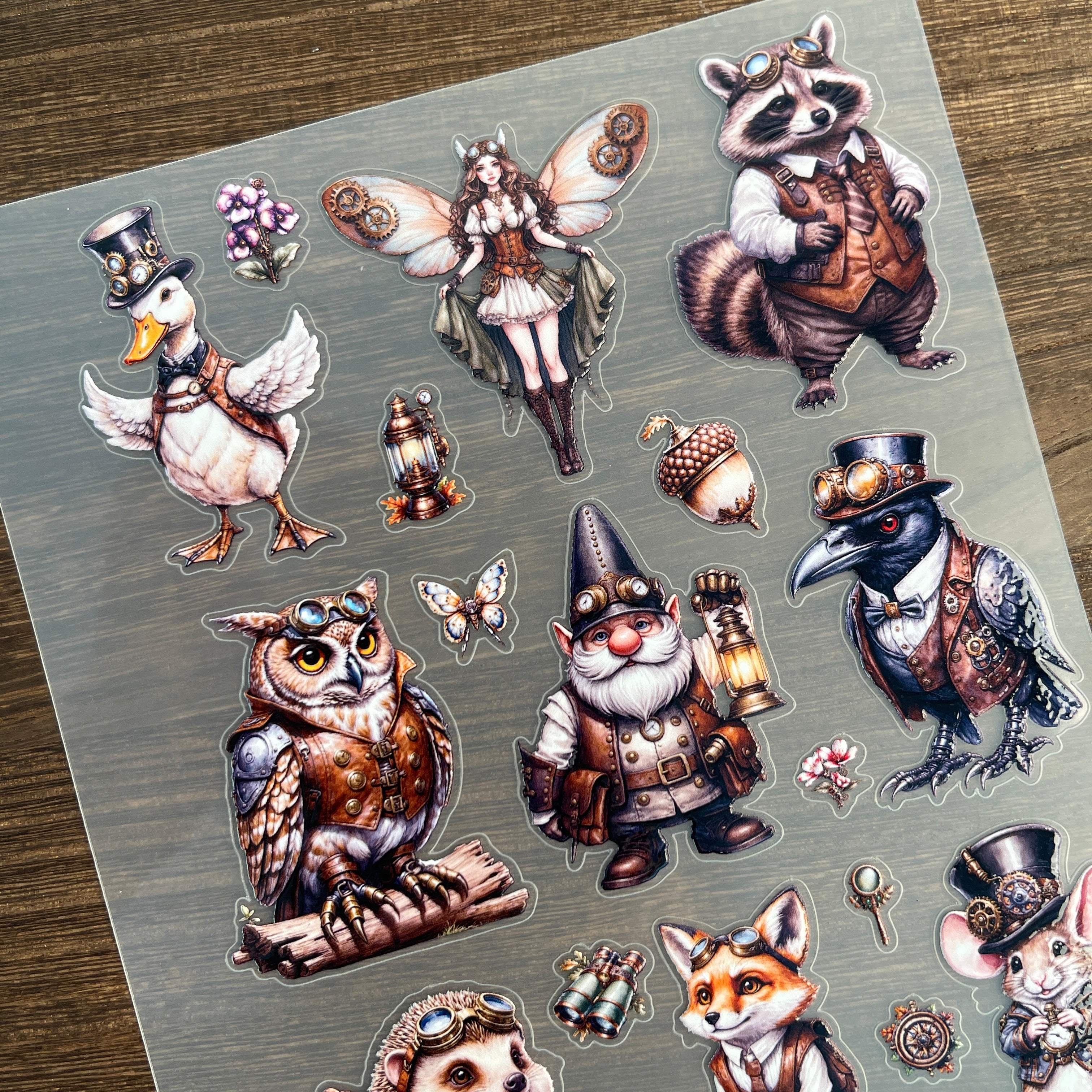 3D Steampunk animal PET Sticker 1 Pcs
